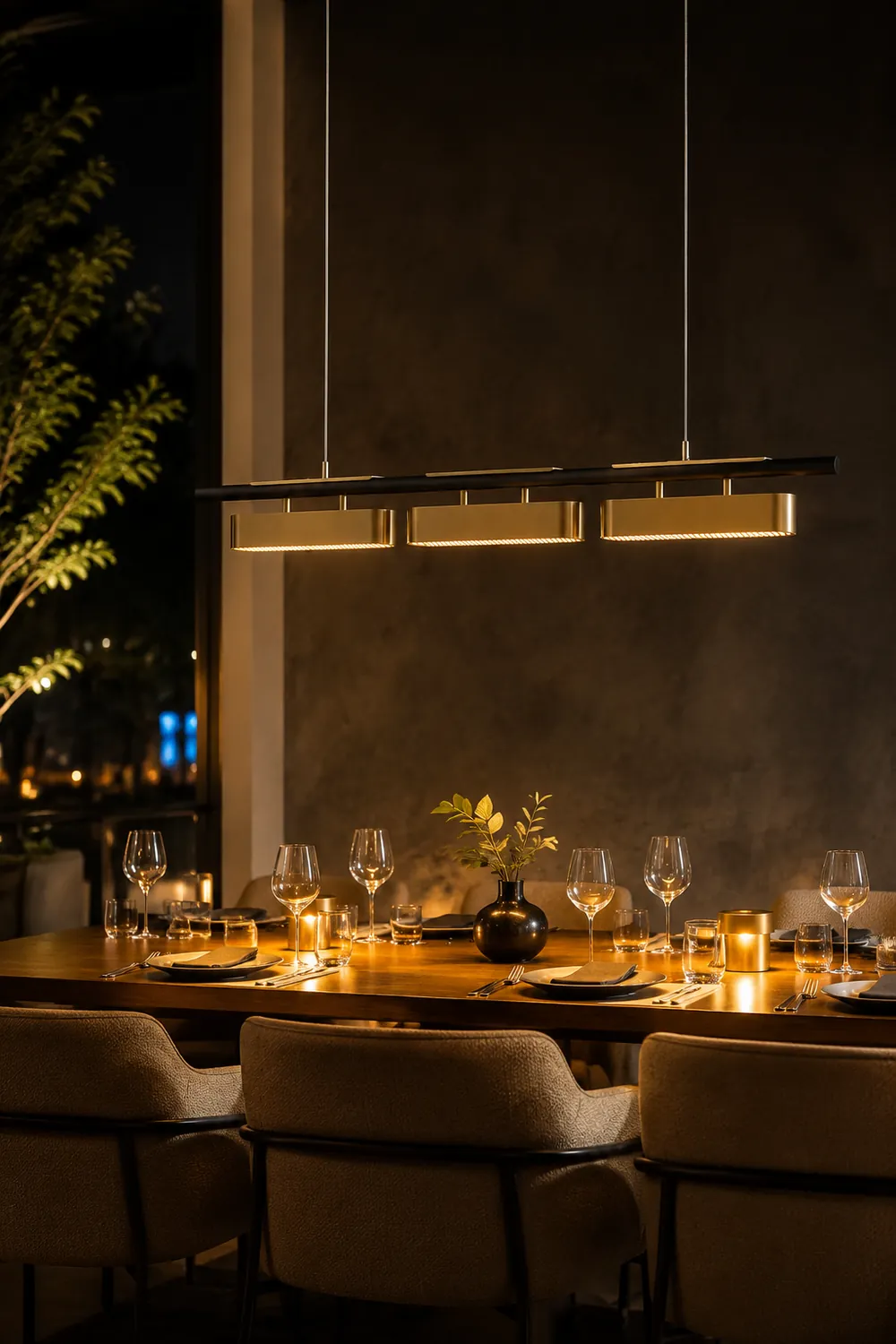 Edge Pendant Light Rectangular Modern, Metal, Black/Brass, Office - Lumpaz