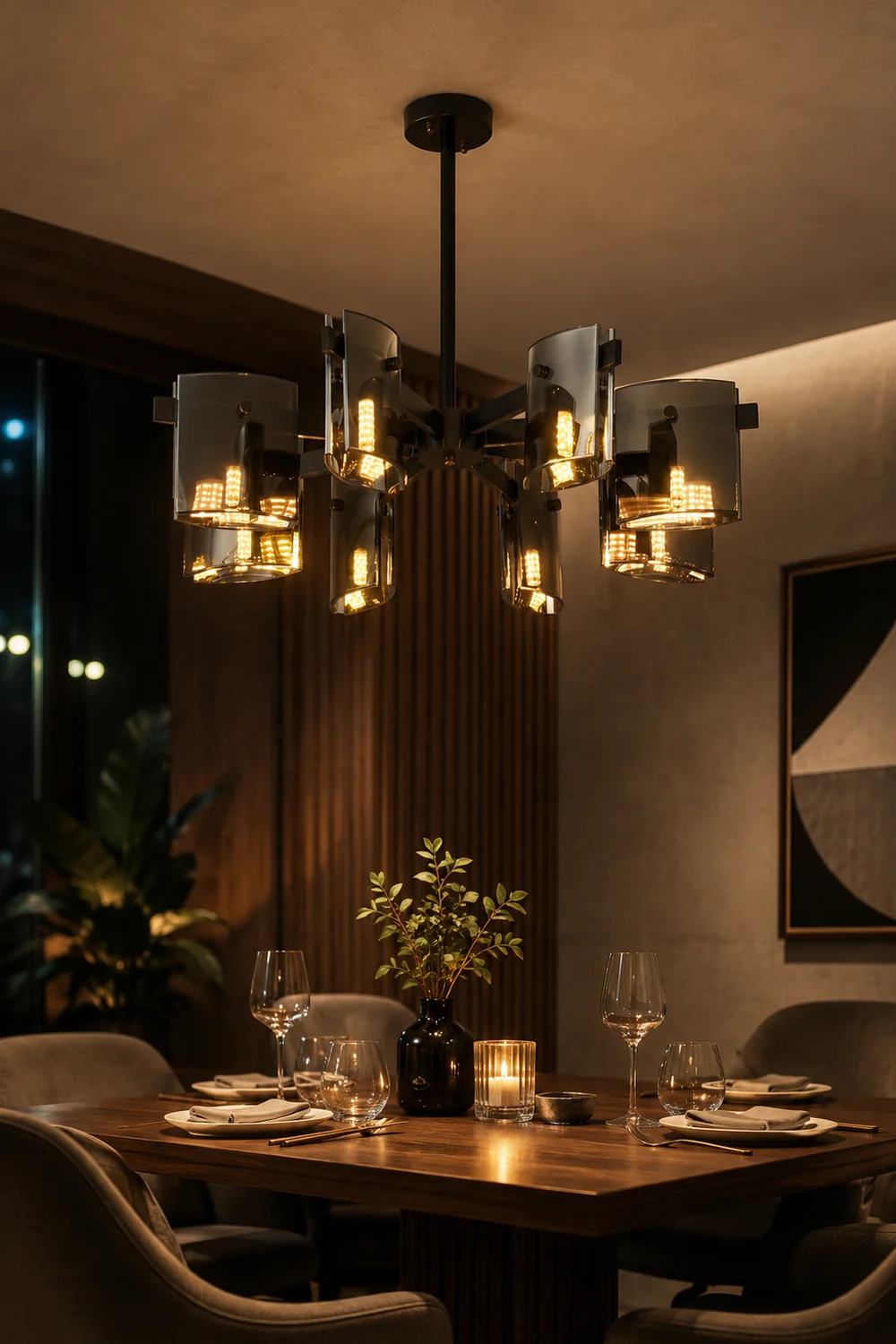 Evette Minimalist Multi Head Metal Pendant Light, Black/Gold - Lumpaz