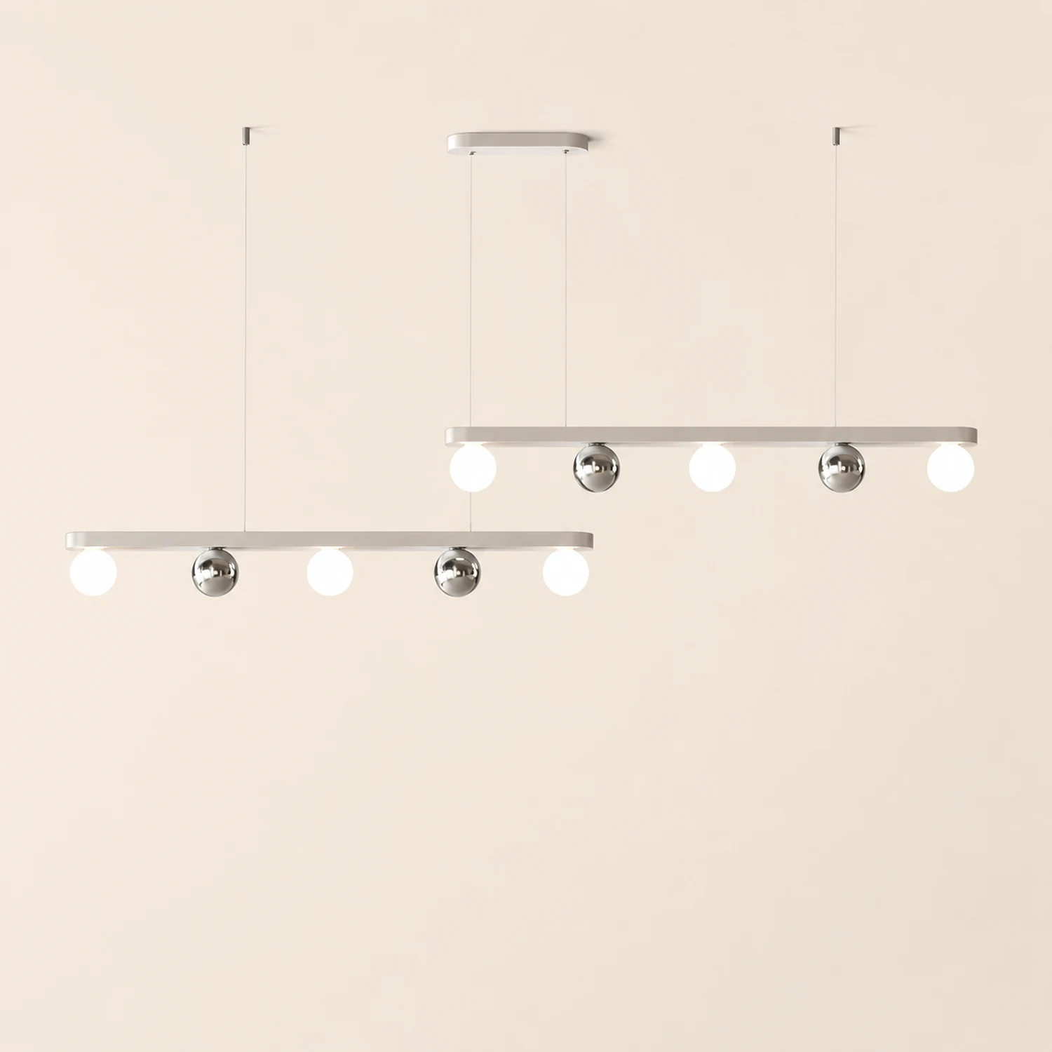 Valentina Pendant Light Multi Globe Modern, Metal/Acrylic, Silver, Dining Room - Lumpaz