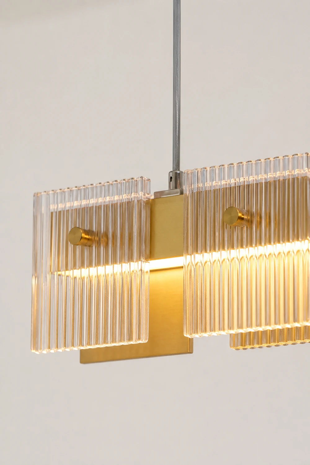 Evette Modern Minimalist Rectangular Metal And Glass Pendant Light,Gold - Lumpaz