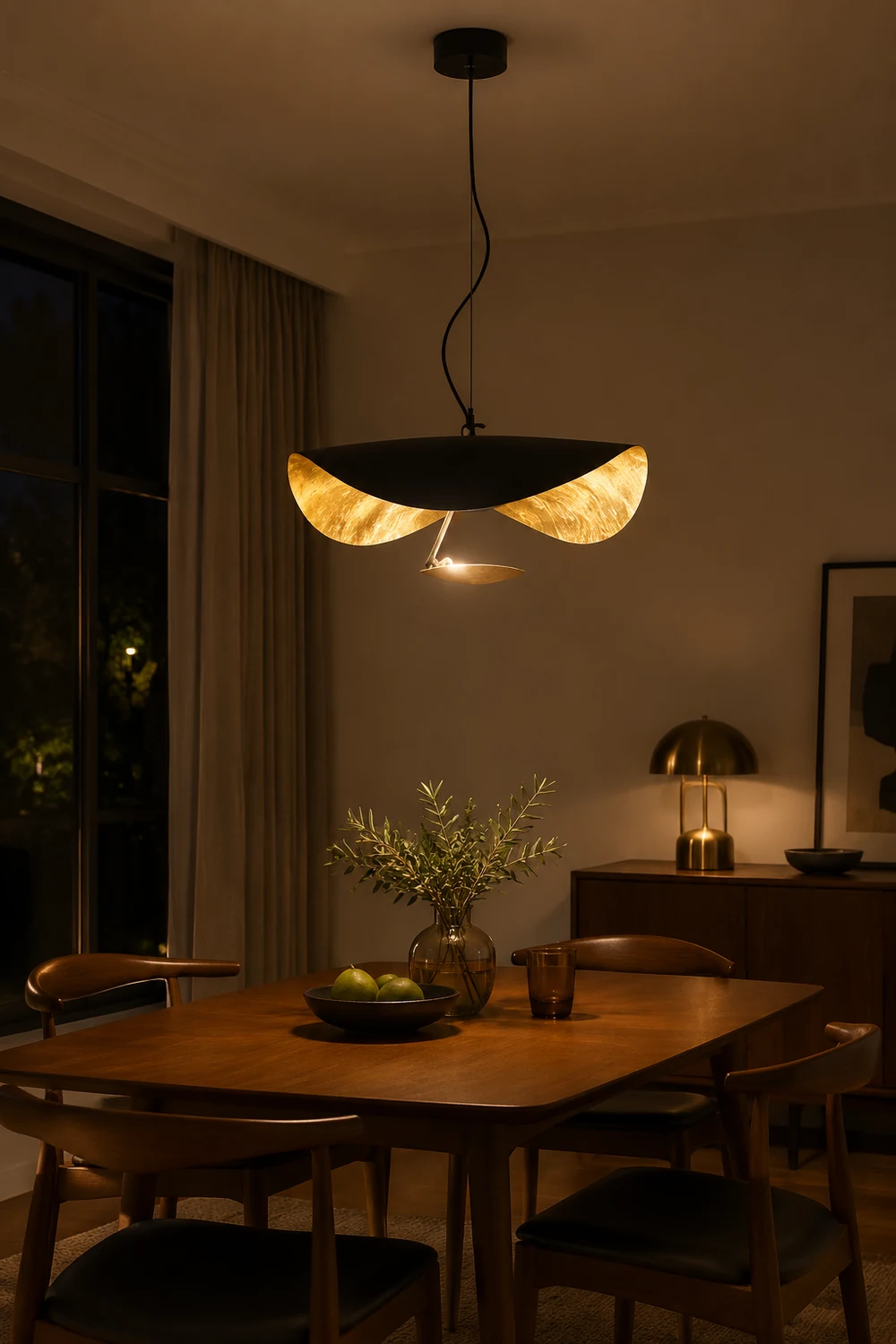 Renée Modern Nordic Saucer Metal Pendant Light, Black&Gold - Lumpaz