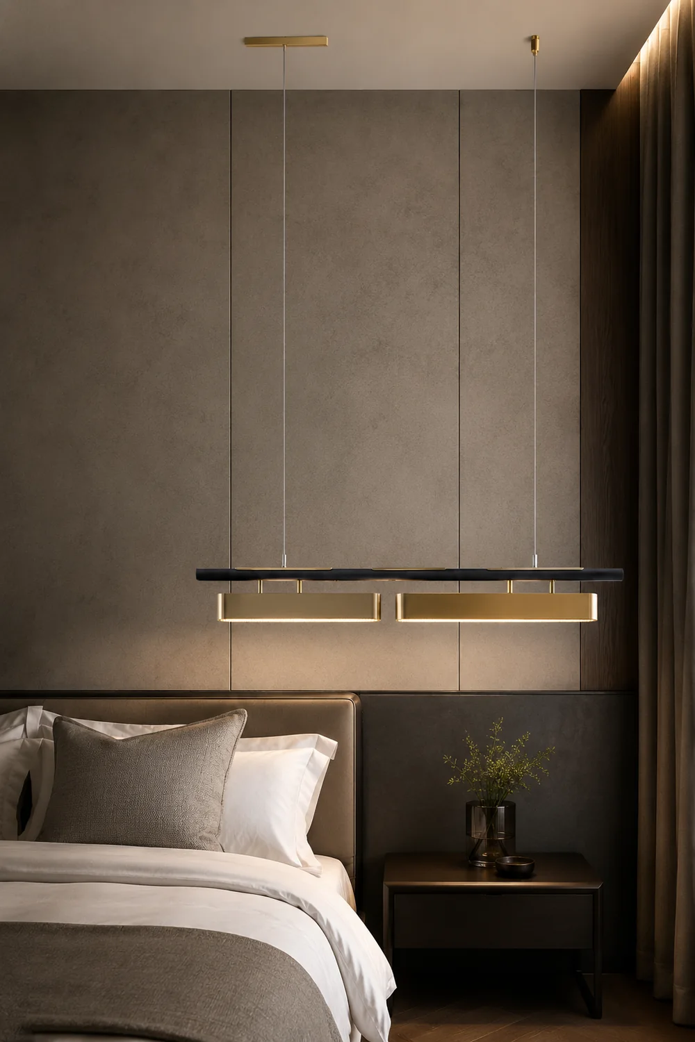 Edge Pendant Light Rectangular Modern, Metal, Black/Brass, Office - Lumpaz
