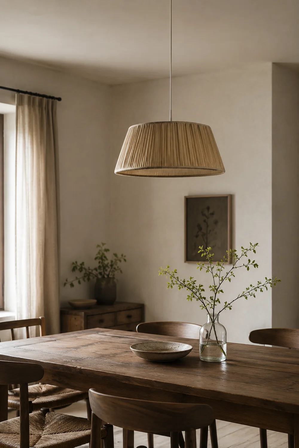 Renée Pleated Pendant Light Wabi Sabi, Metal/Fabric, Living Room - Lumpaz