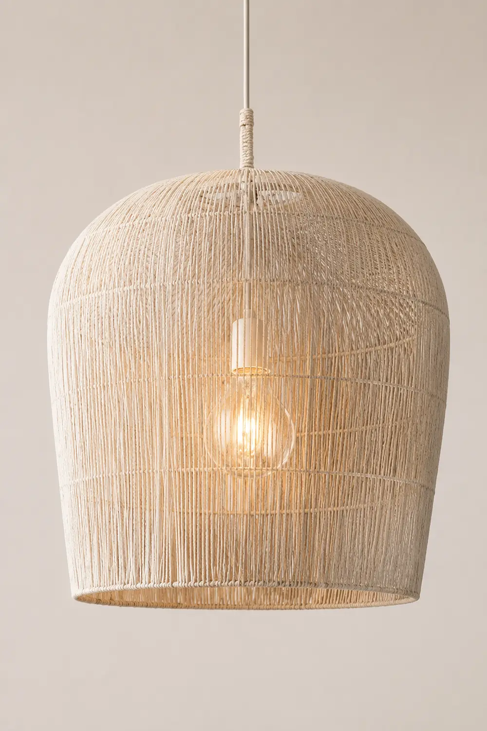 Ritta Wabi Sabi Bird Cage Rattan/Metal Pendant Light, Black/White - Lumpaz