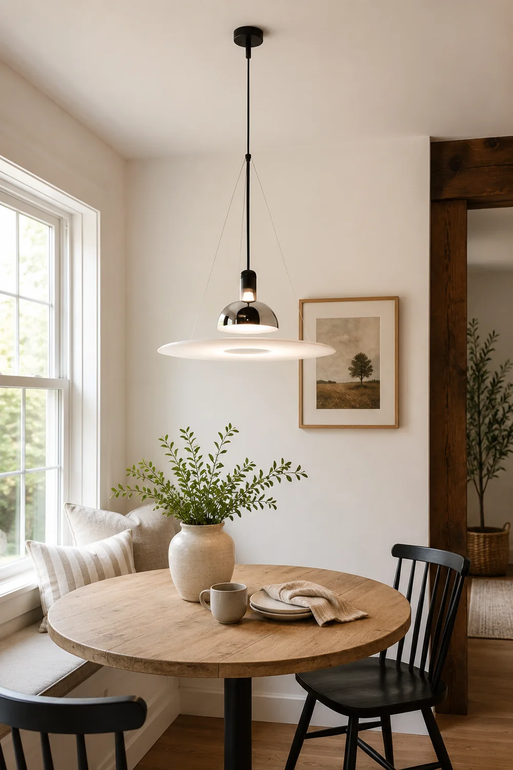 Levi Modern Minimalist Nordic Bell Metal/Acrylic Pendant Light, Chrome/Black - Lumpaz