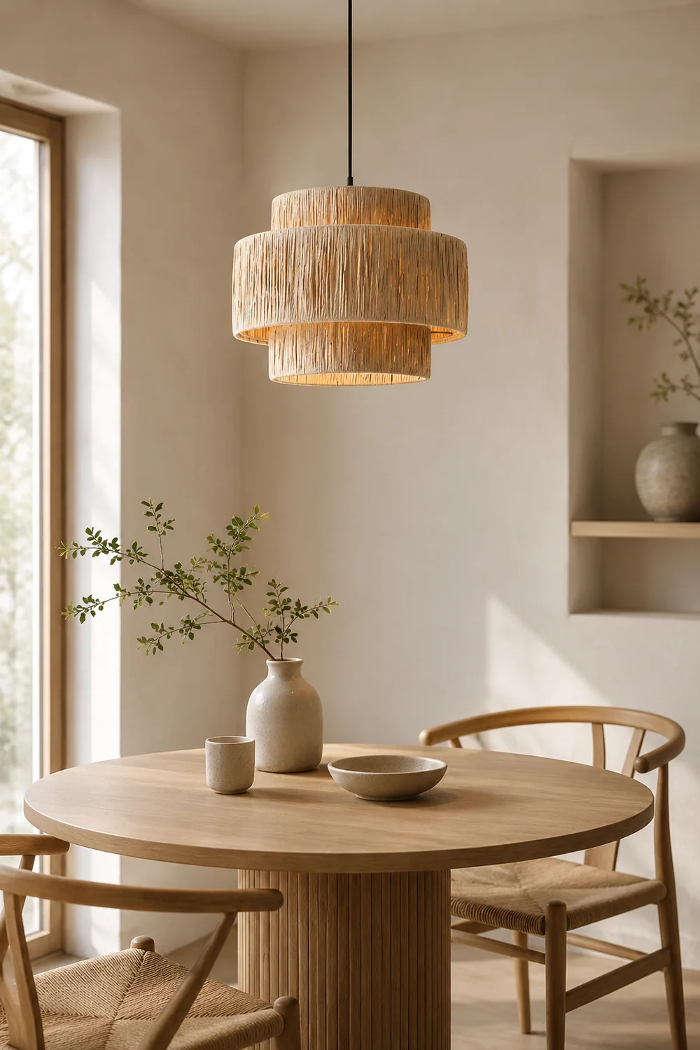 Muto Rustic Boho Rattan Pendant Light 3 Style Living Room - Lumpaz