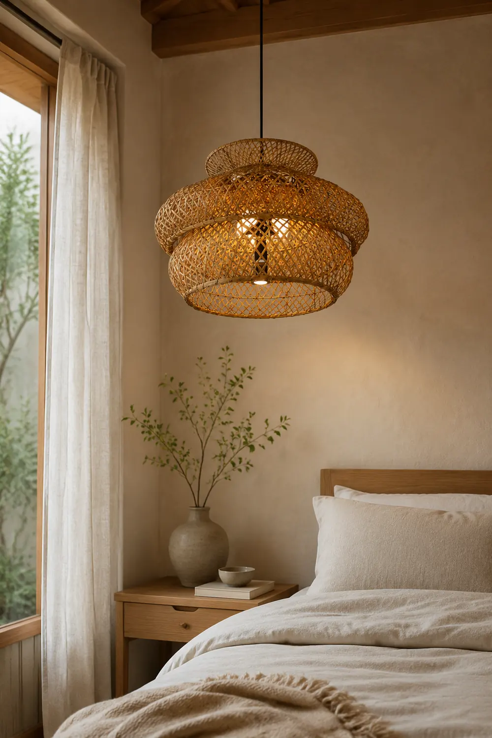 Ritta Unusual Natural Rattan Weave Pendant Light - Lumpaz