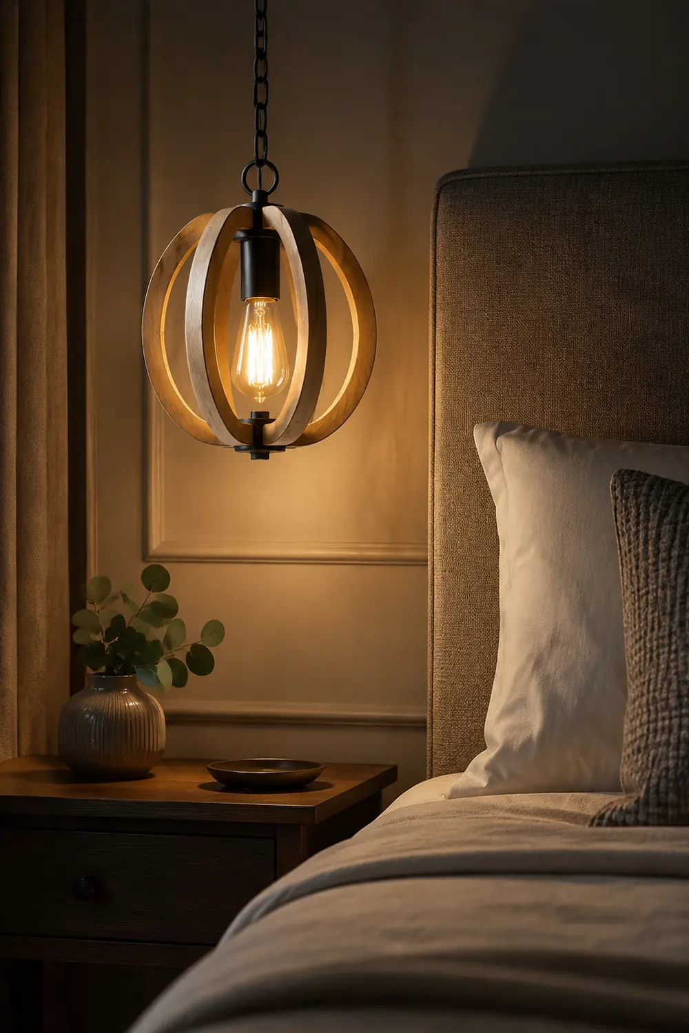 Alessio Orb/Gourd Wood Pendant Light - Lumpaz