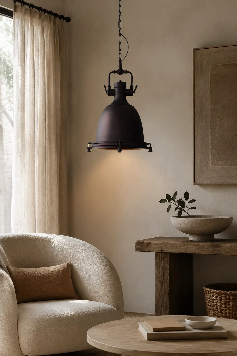 Alessio Rustic Retro Pot Black Metal Pendant Light, 2 Style - Lumpaz