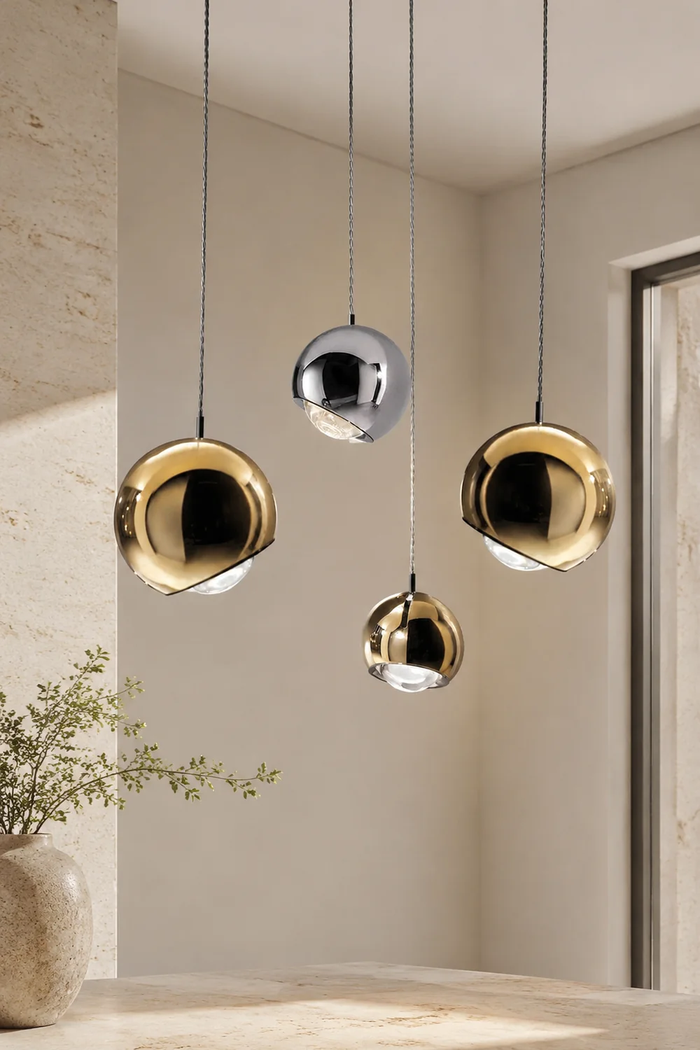 Valentina Modern Metal Ball Pendant Light, Silver/Gold - Lumpaz
