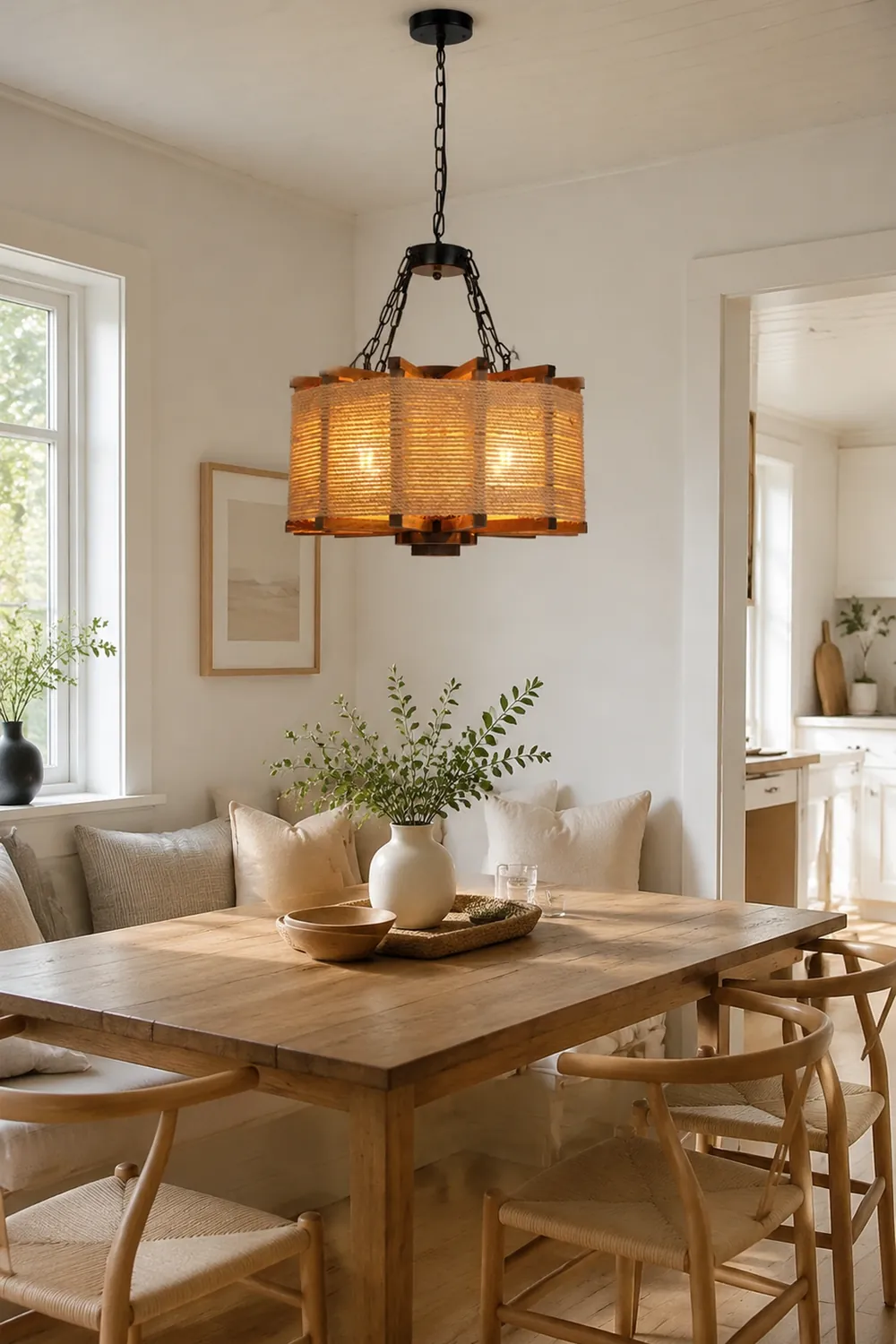 Austin Retro Cylindrical Metal/Wood Pendant Light - Lumpaz