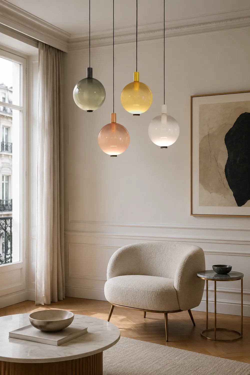 Valentina Elegant Led Pendant Light,  Multicolor, Metal/Glass, Living Room - Lumpaz
