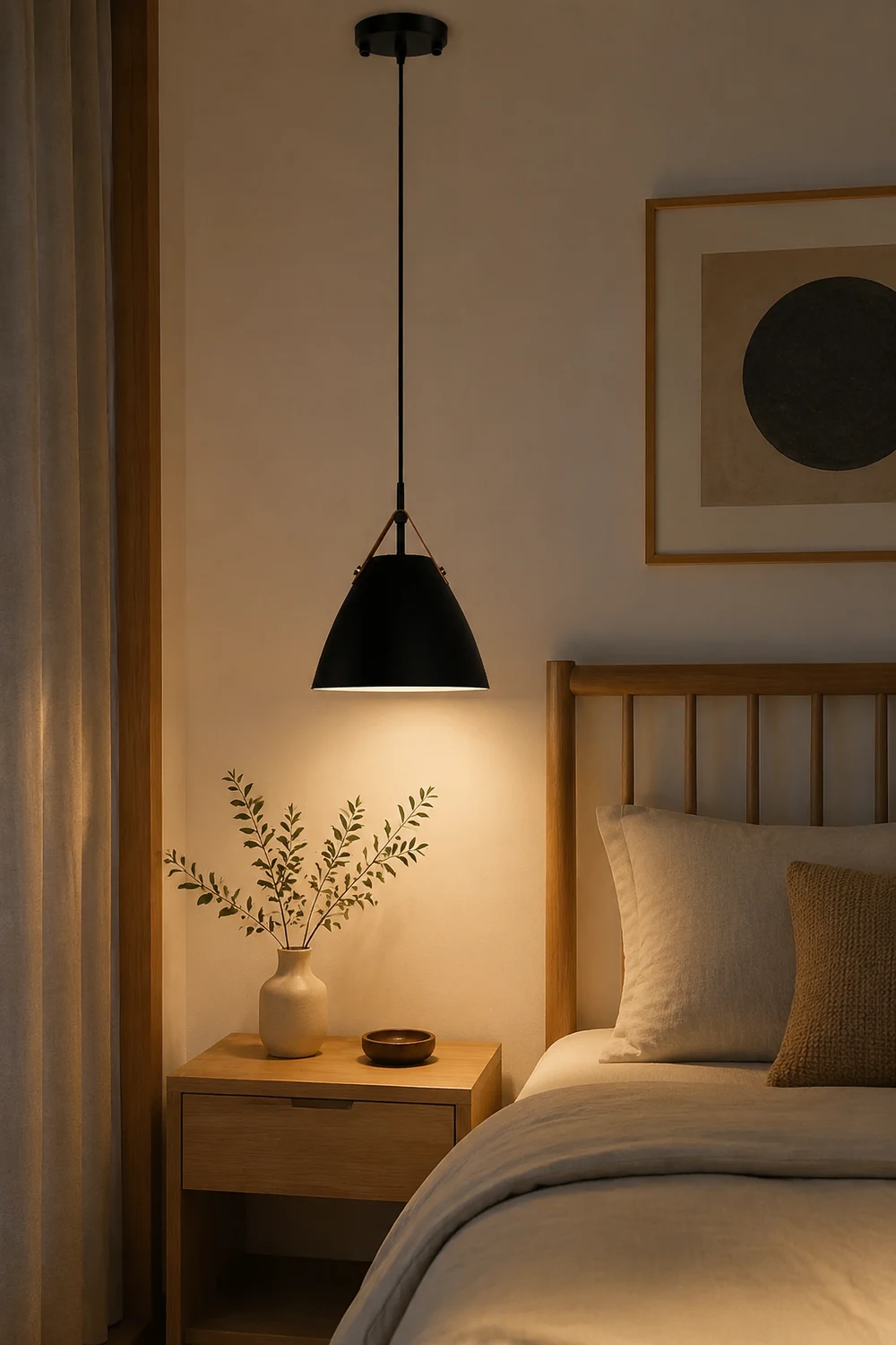 Morandi Modern Frisbee Shaped Metal Pendant Light, Black/White - Lumpaz