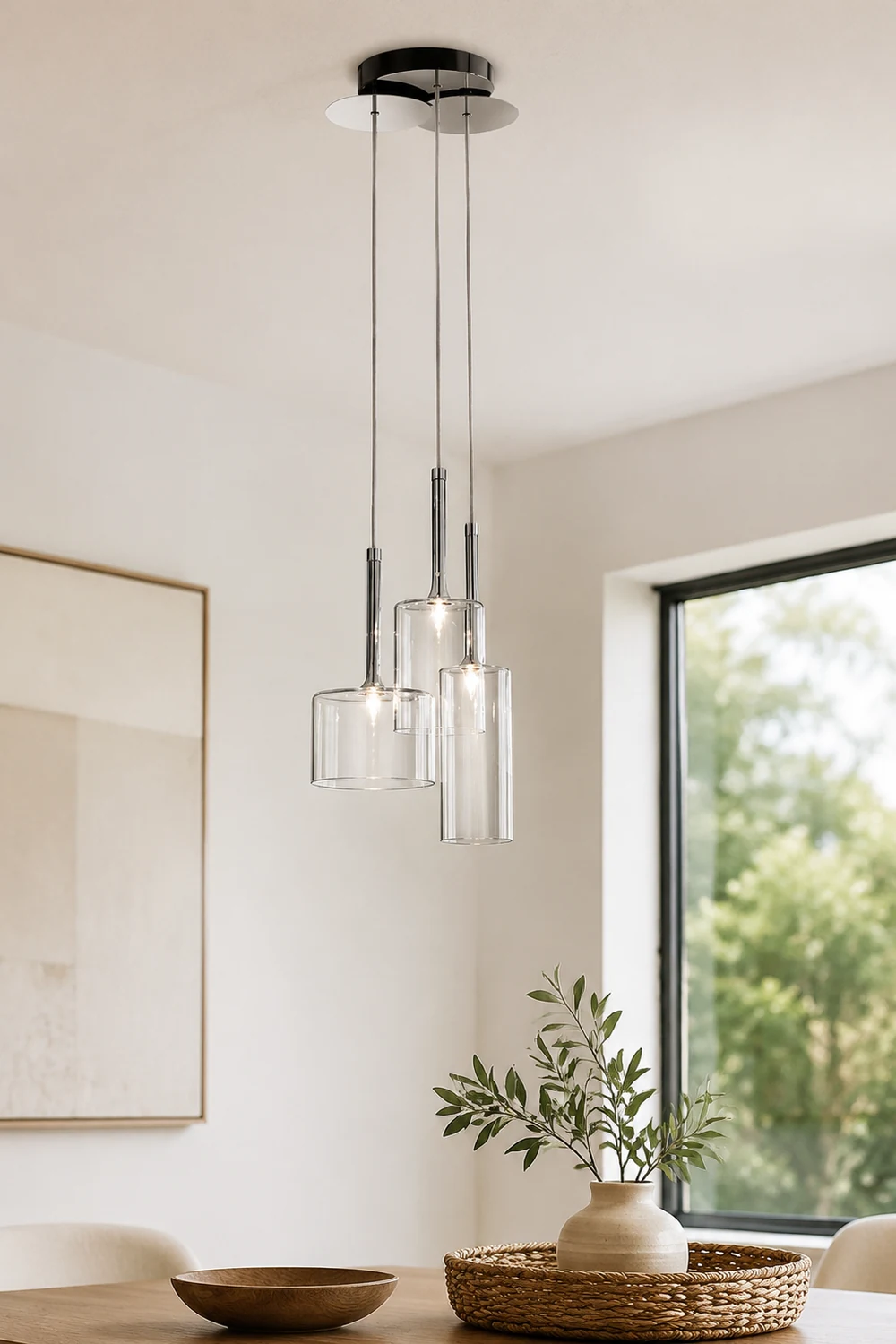 Kristy Modern Geometric Cluster Glass Pendant Light, Clear - Lumpaz