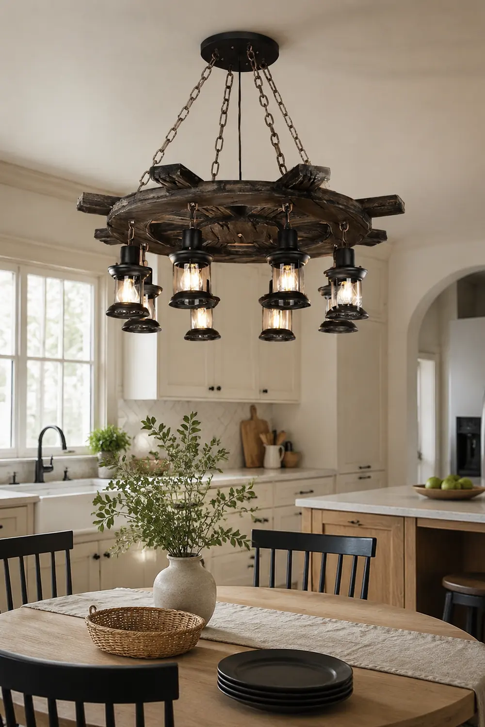 Austin Retro Rudder Metal & Wood Pendant Light, 8 Heads - Lumpaz