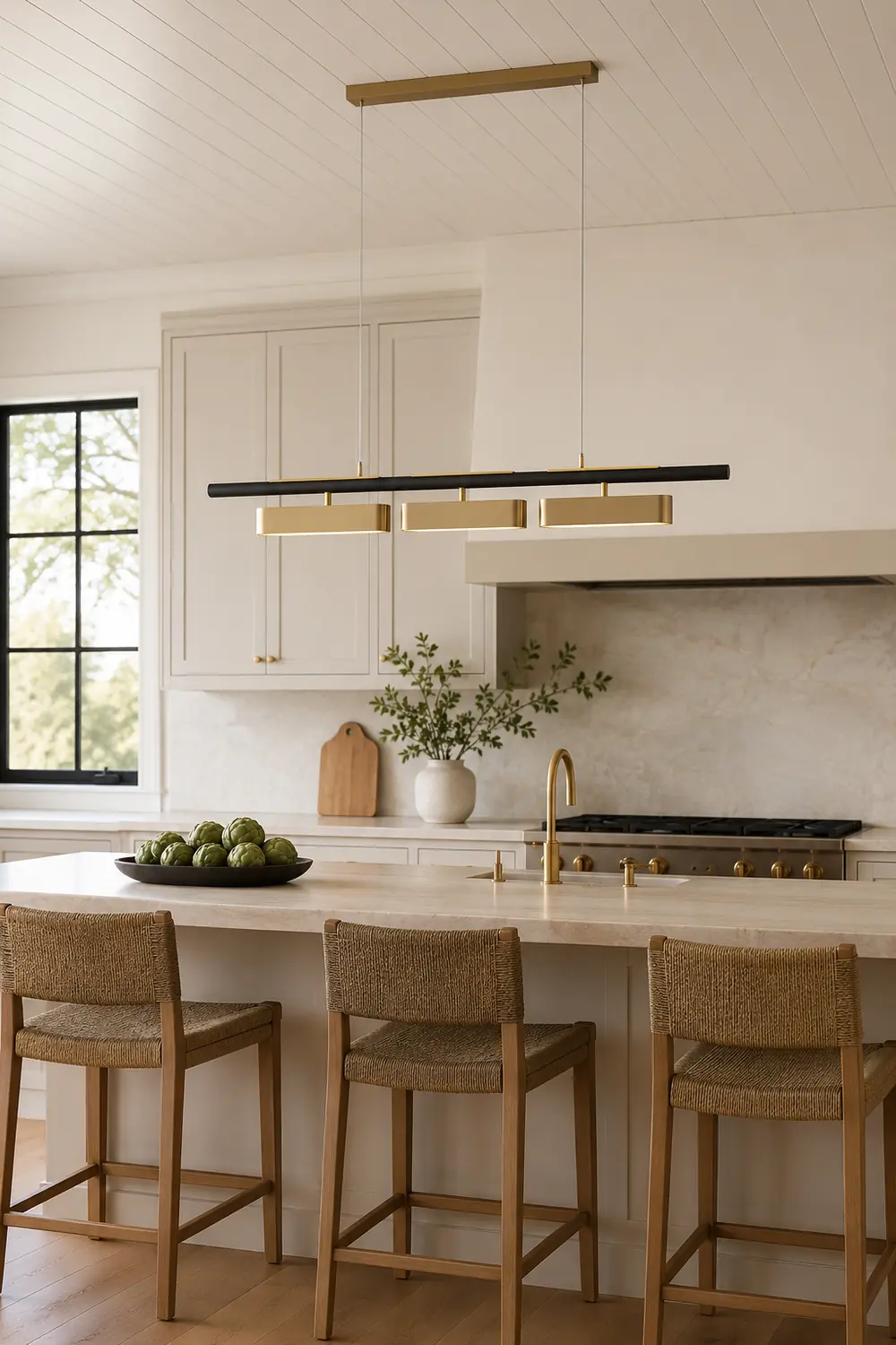Edge Pendant Light Rectangular Modern, Metal, Black/Brass, Office - Lumpaz