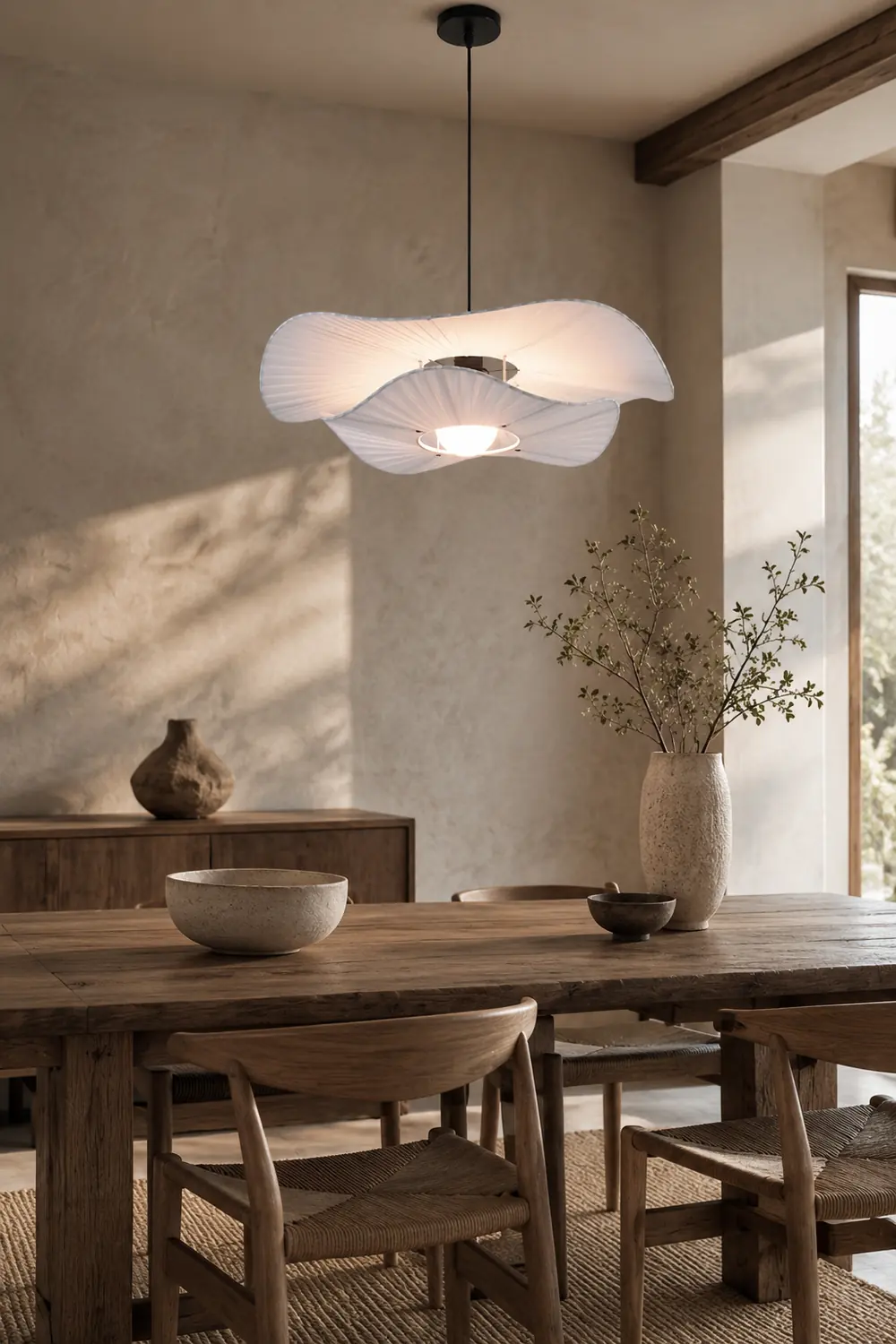 Renée Modern Nordic Cloth/Metal Shell Pendant Light, White - Lumpaz