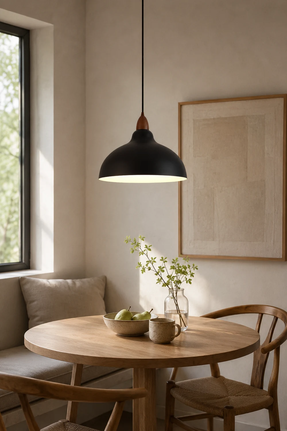 Morandi Modern Bowl-shaped Metal Pendant Light, Black/White - Lumpaz