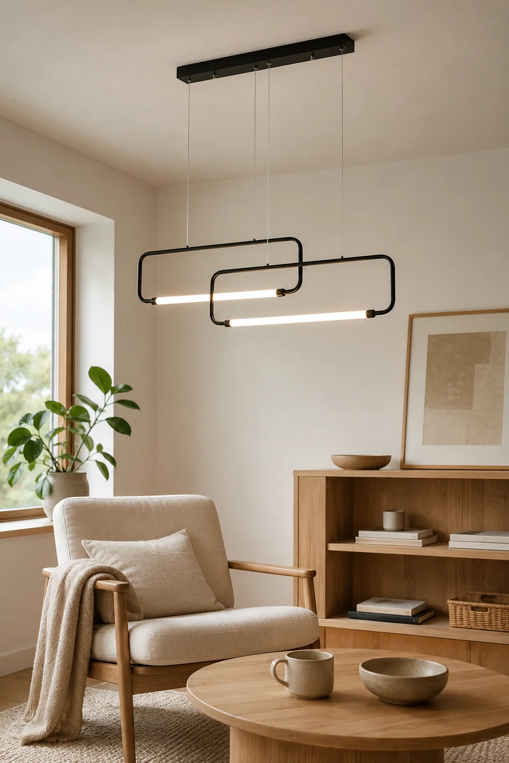 Bouvet Modern Minimalist Double-Rectangular Metal/Acrylic Pendant Light, Black/Gold - Lumpaz