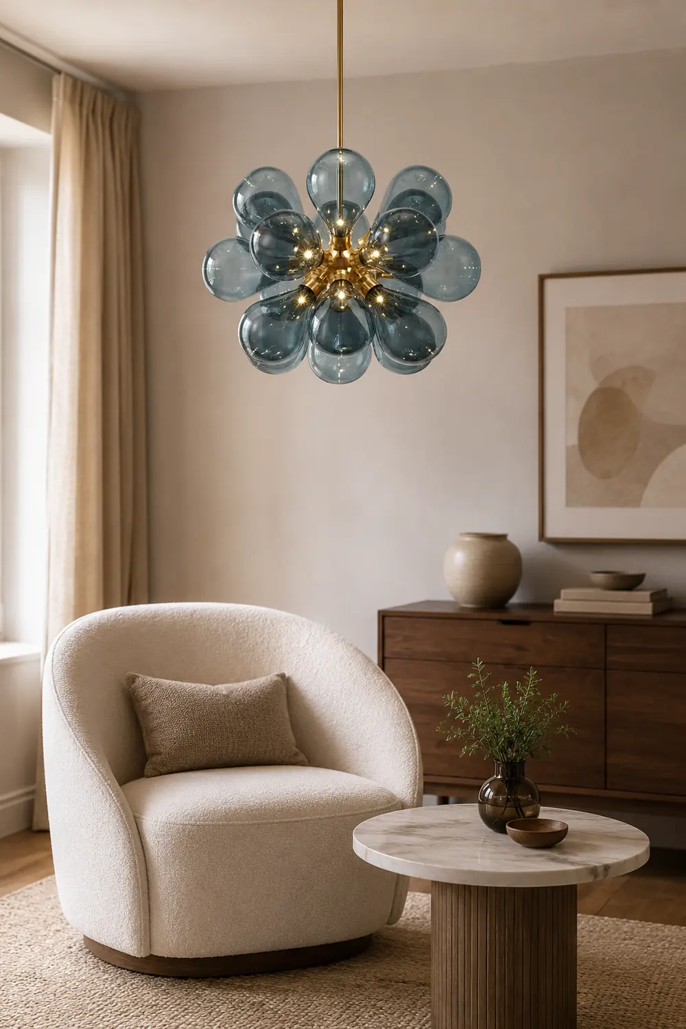Valentina Glass Bubble Pendant Light for Kitchen Island, Blue/White/Purple - Lumpaz