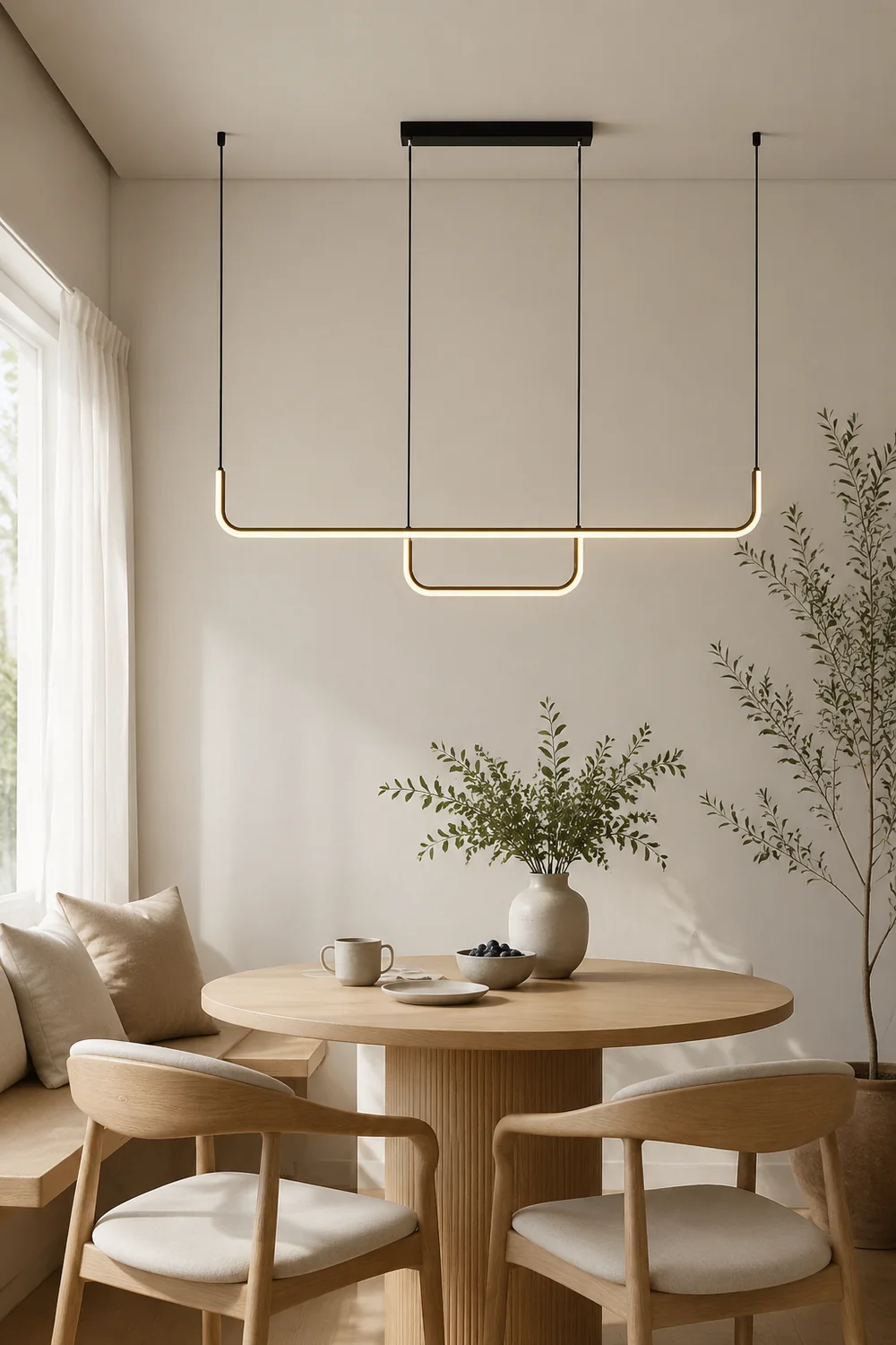 Edge Modern Linear Pendant Light Double Frame, Black/Gold - Lumpaz