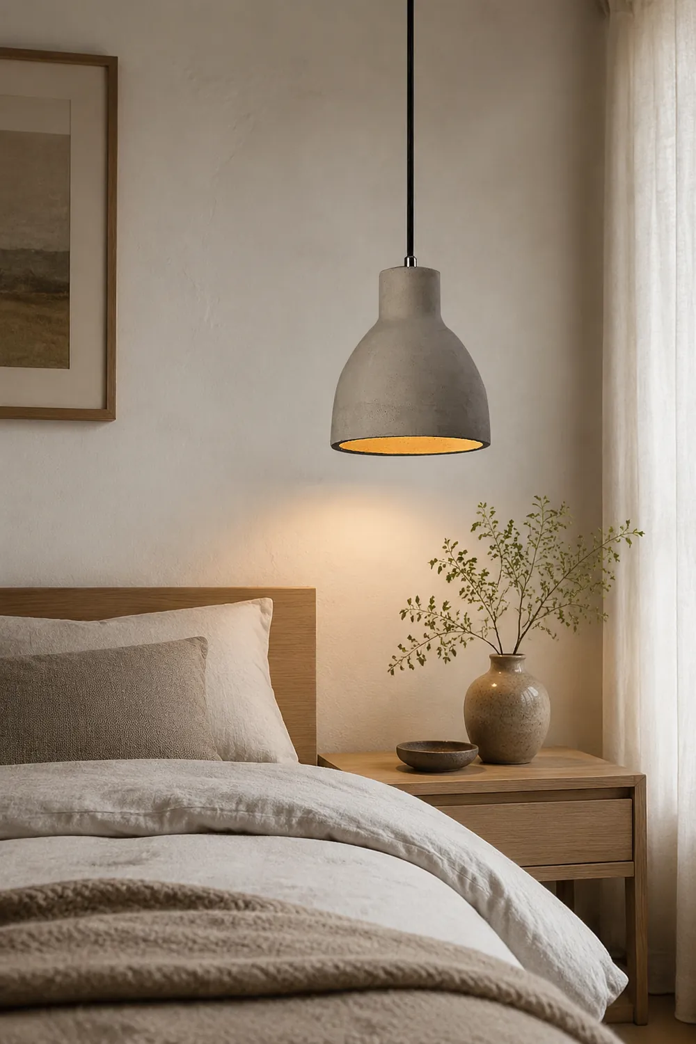 Byers Modern Dome Cement Pendant Light Gray Living Room - Lumpaz