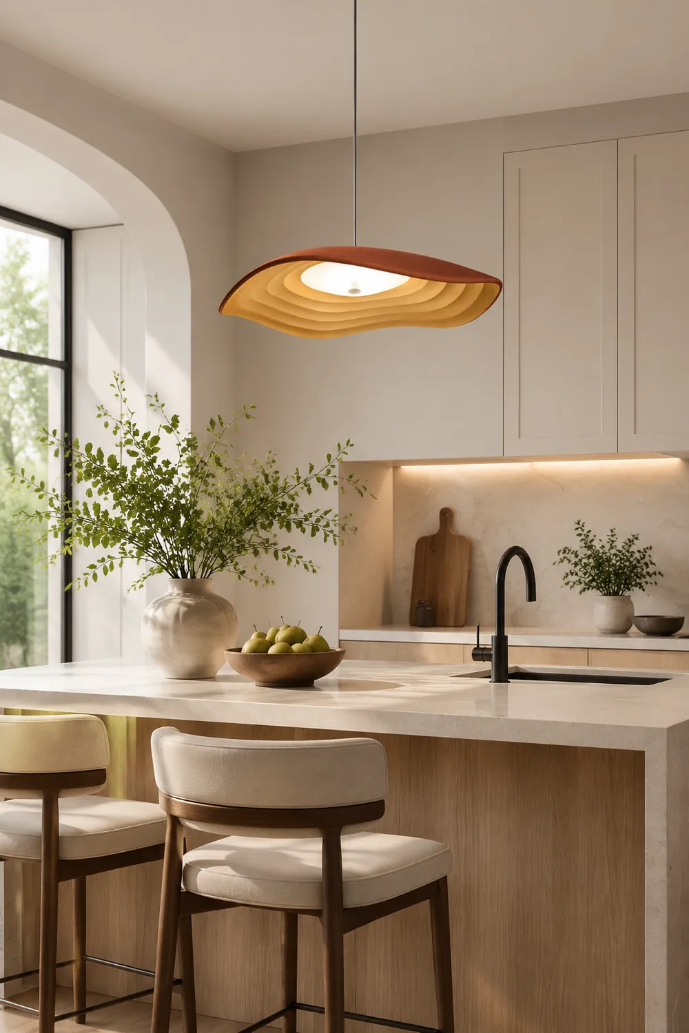 Carins Wabi-Sabi Resin LED Pendant Light, White/Orange/Black - Lumpaz
