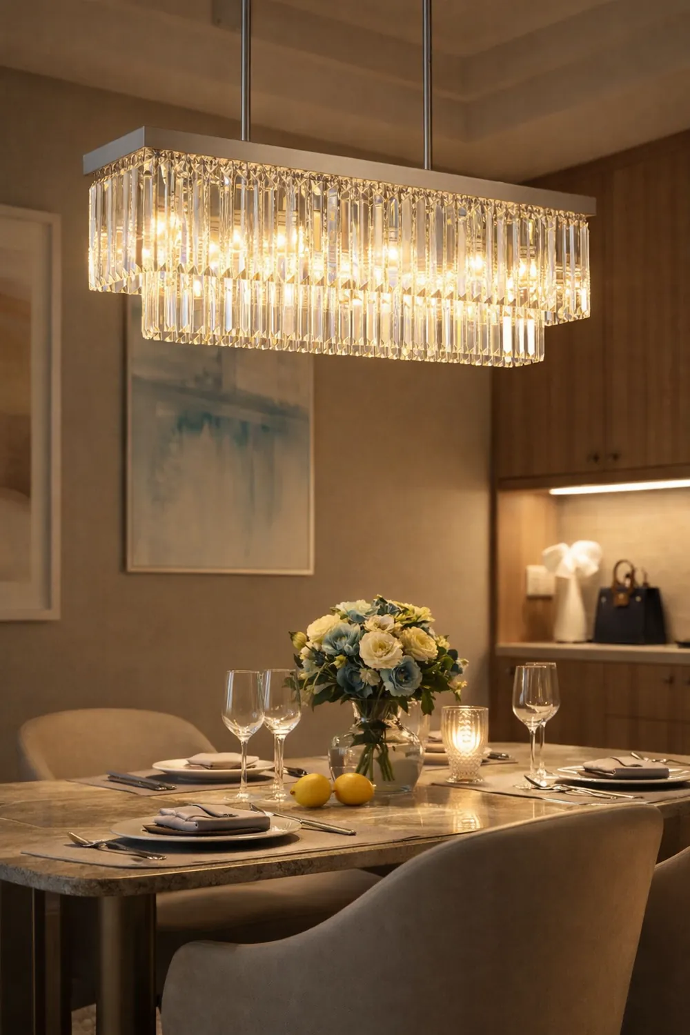 Marilyn Modern Art Deco LED Pendant Light, Crystal/Metal - Lumpaz