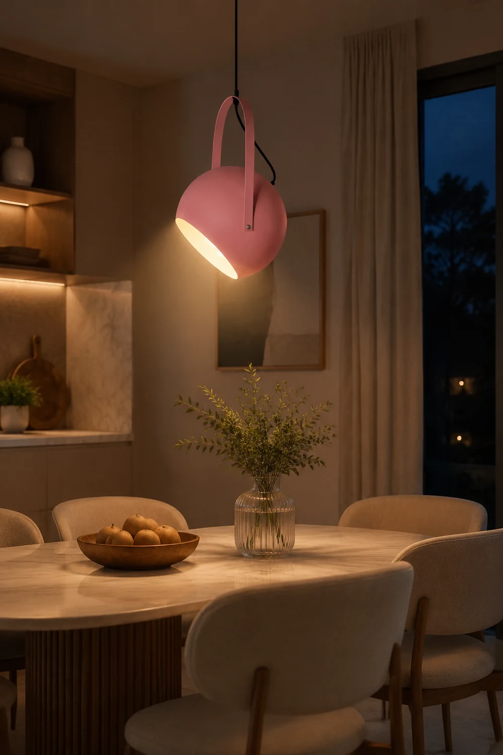 Morandi Colorful Art Deco Pendant Light, Spherical, Metal, Bedroom - Lumpaz