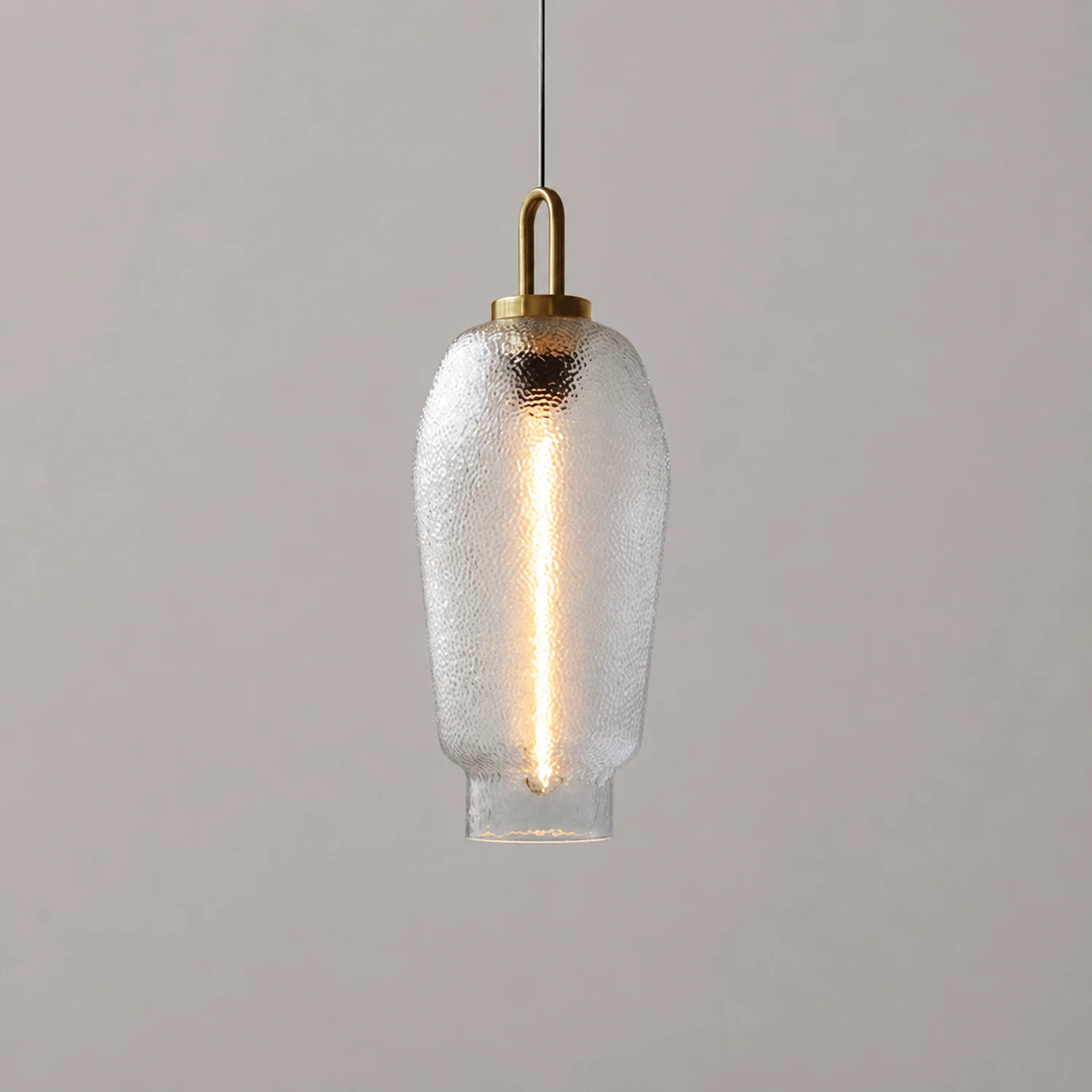 Hailie Minimalist Blown Frosted Glass Pendant Light, Gold - Lumpaz
