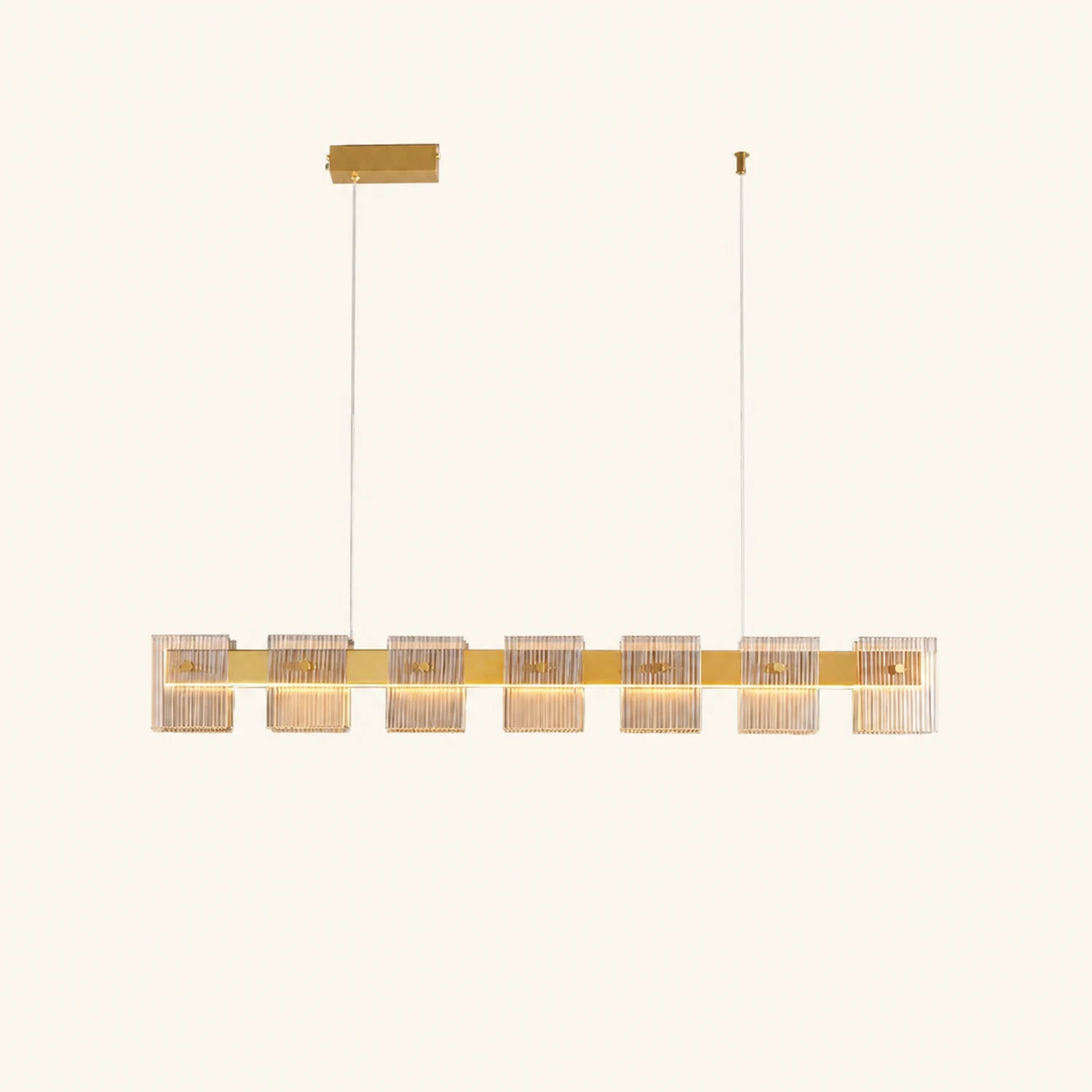 Evette Modern Minimalist Rectangular Metal And Glass Pendant Light,Gold - Lumpaz