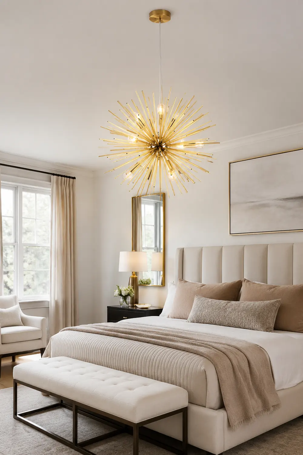 Lowry Modern Art Deco Sputnik Gold Pendant Light, Metal - Lumpaz