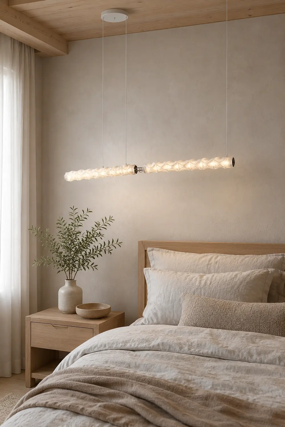 Nazifa Designer pleated Modern Strip Pendant Light, Dining Room - Lumpaz