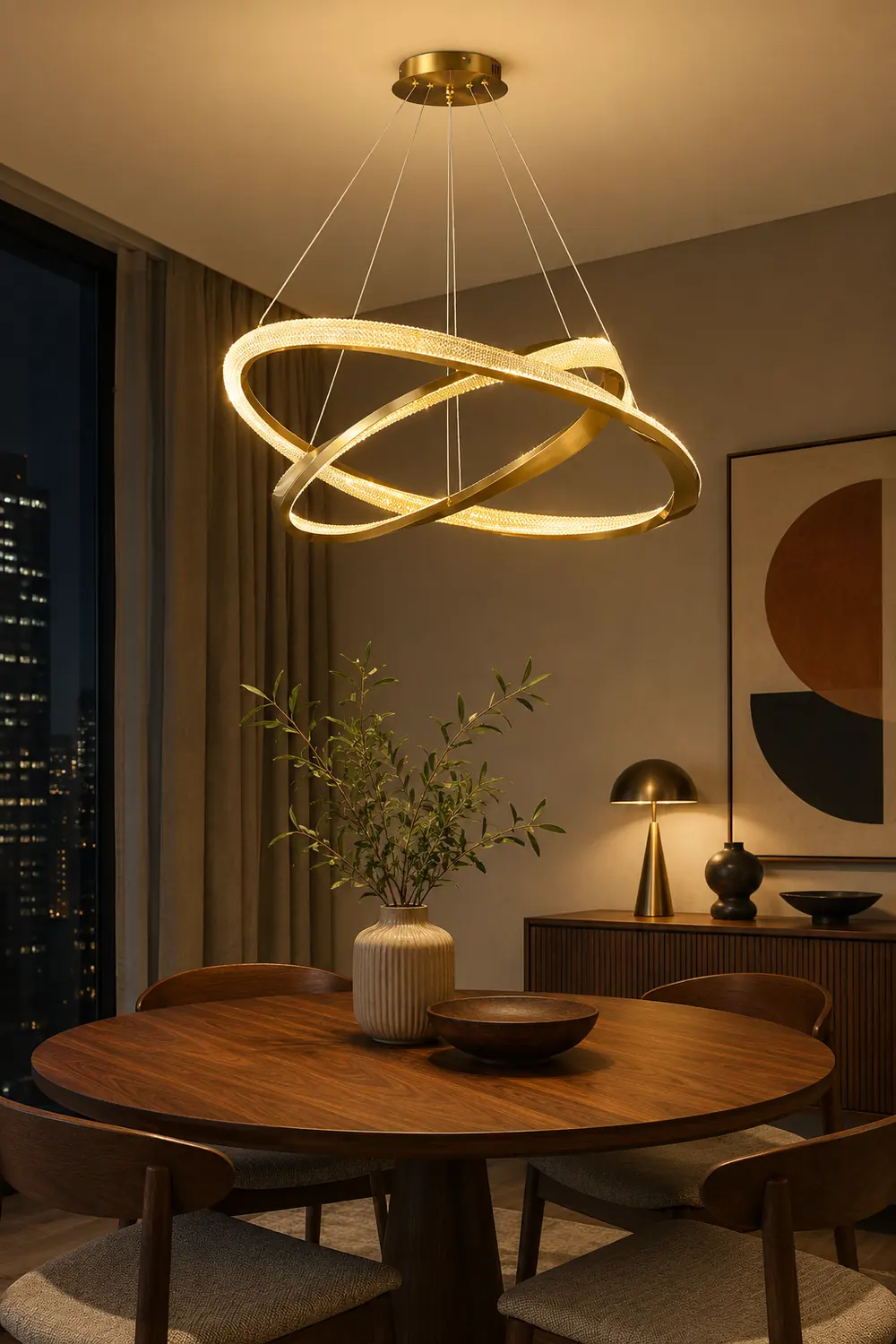 Arisha Minimalist  Ring Spiral Shape Metal Pendant Light,Gold - Lumpaz
