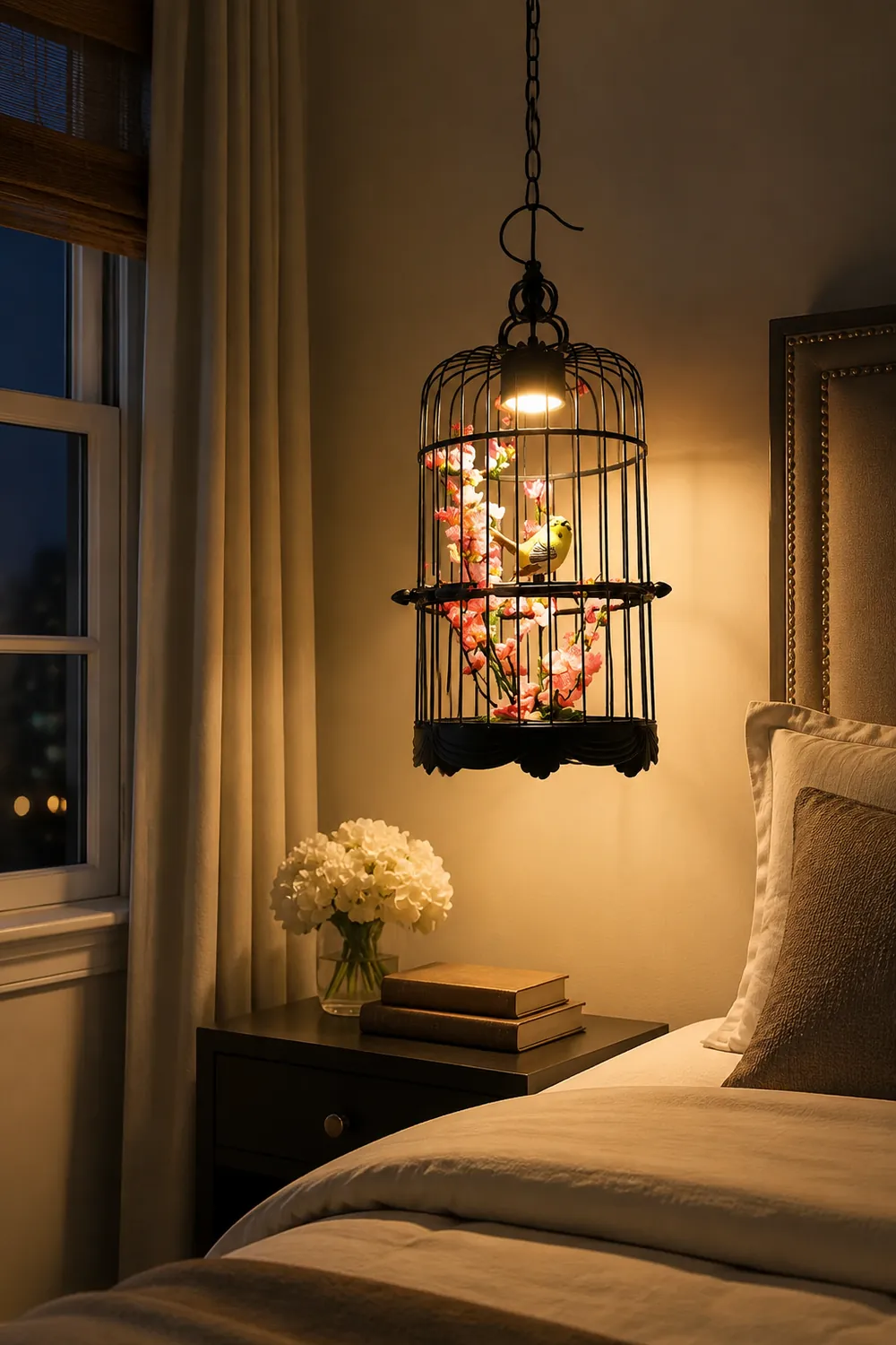 Cooley Art Deco Birdcage Metal Pendant Light, Black - Lumpaz