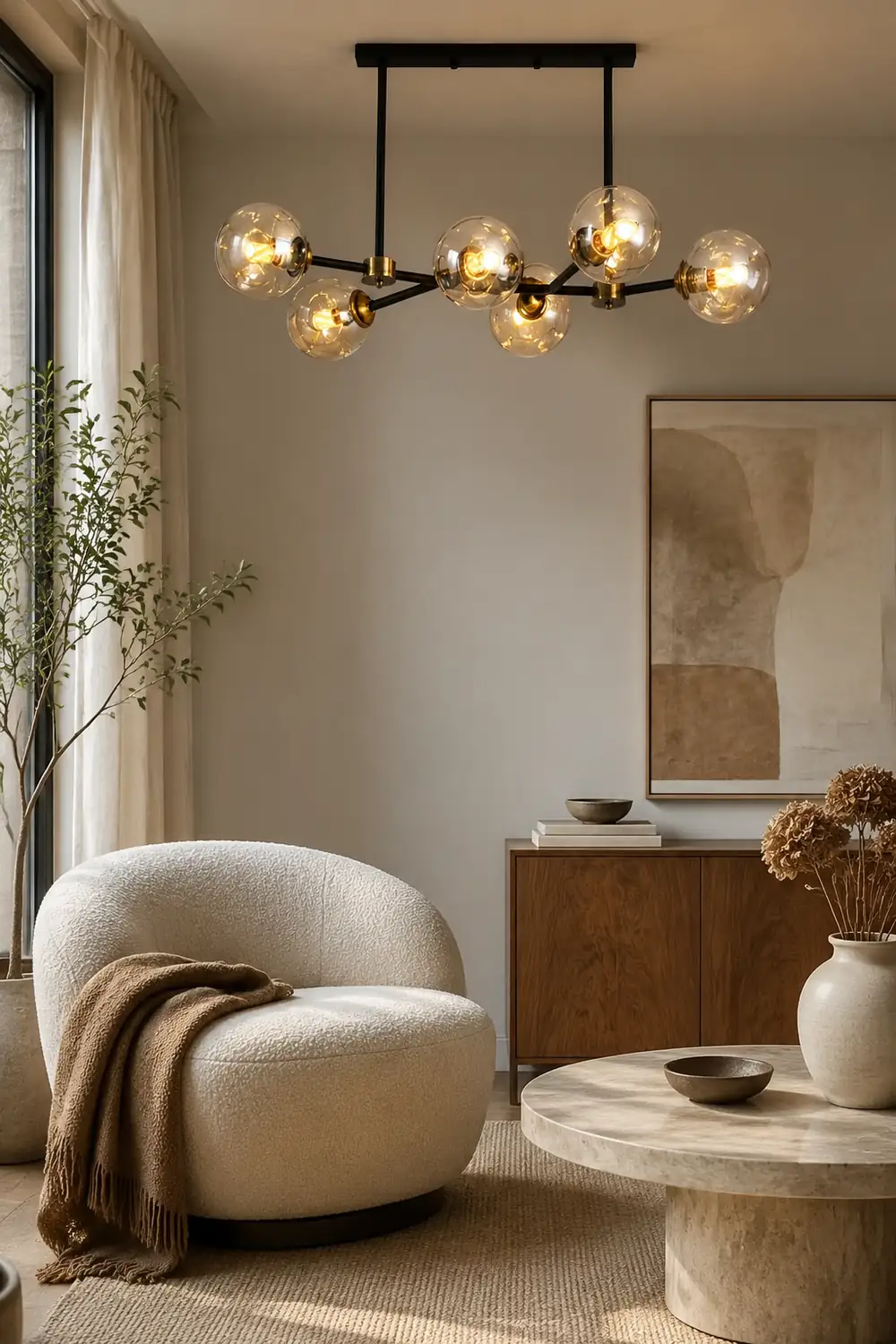 Valentina Decorative LED Glass Bubble Pendant Light, Amber - Lumpaz