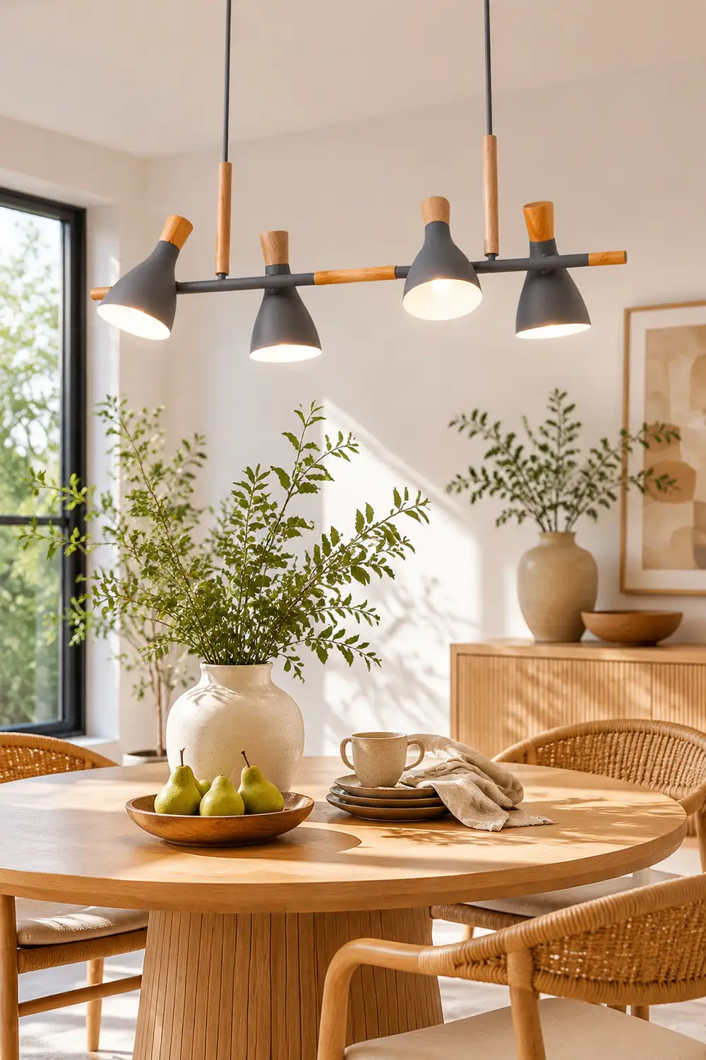 Morandi Nordic Multi Rope Wood Pendant Light, White/Green/Gray - Lumpaz