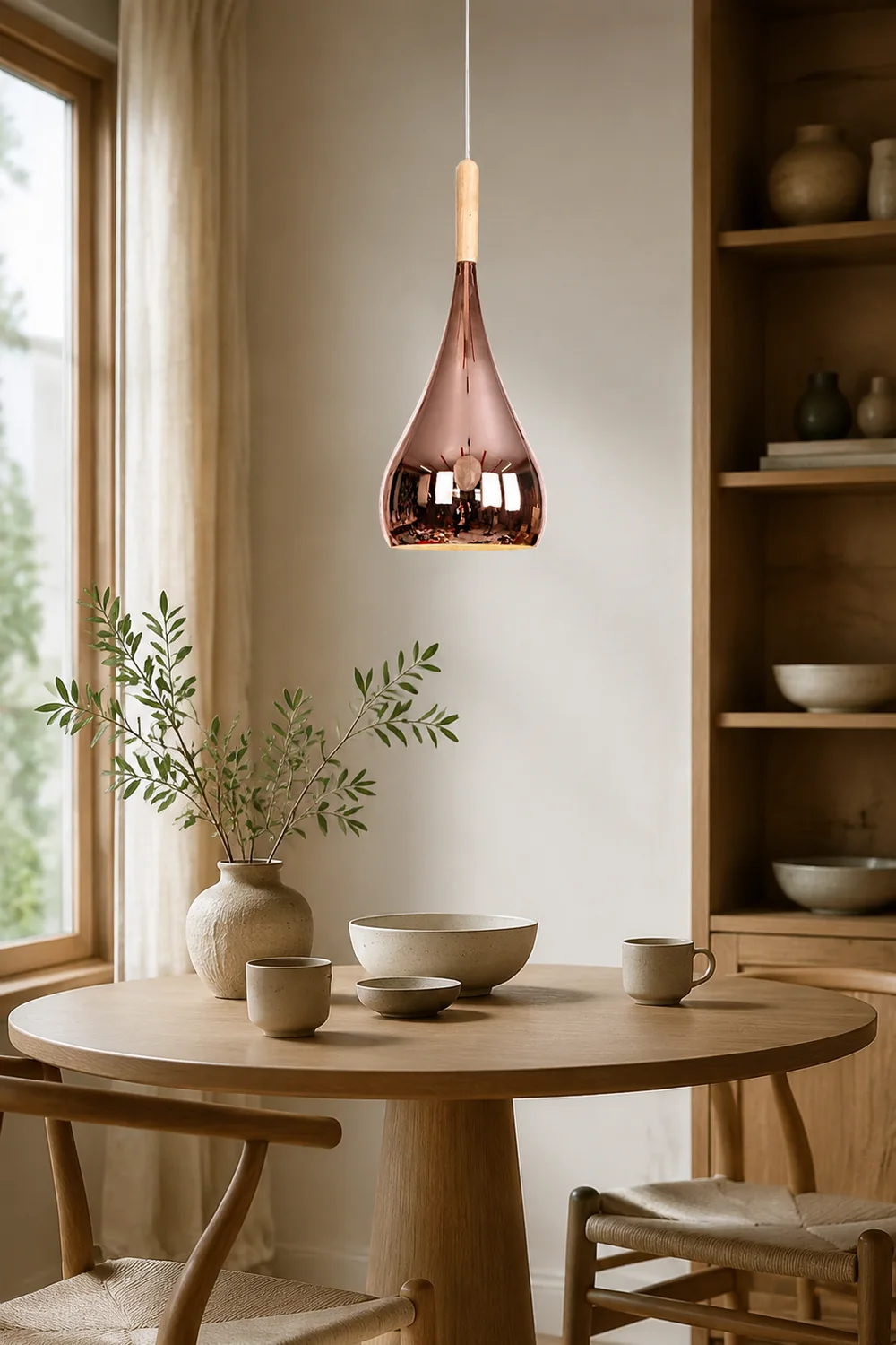 Avi Pendant Light Teardrop Modern, Metal, Rose Gold/Chrome, Kitchen Islands - Lumpaz