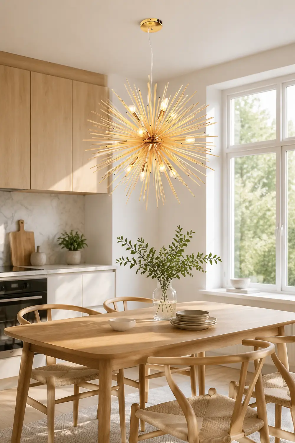 Modern Designer Starburst Pendant Light, Gold - Lumpaz