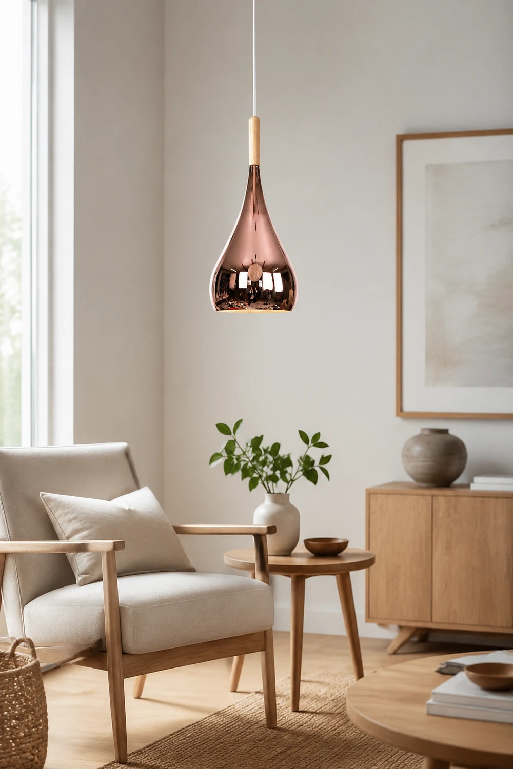 Avi Pendant Light Teardrop Modern, Metal, Rose Gold/Chrome, Kitchen Islands - Lumpaz