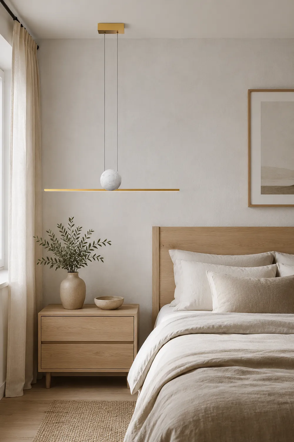 Edge Pendant Light 2 Color, Metal & Marble, 35.4"/47.2"/59" - Lumpaz