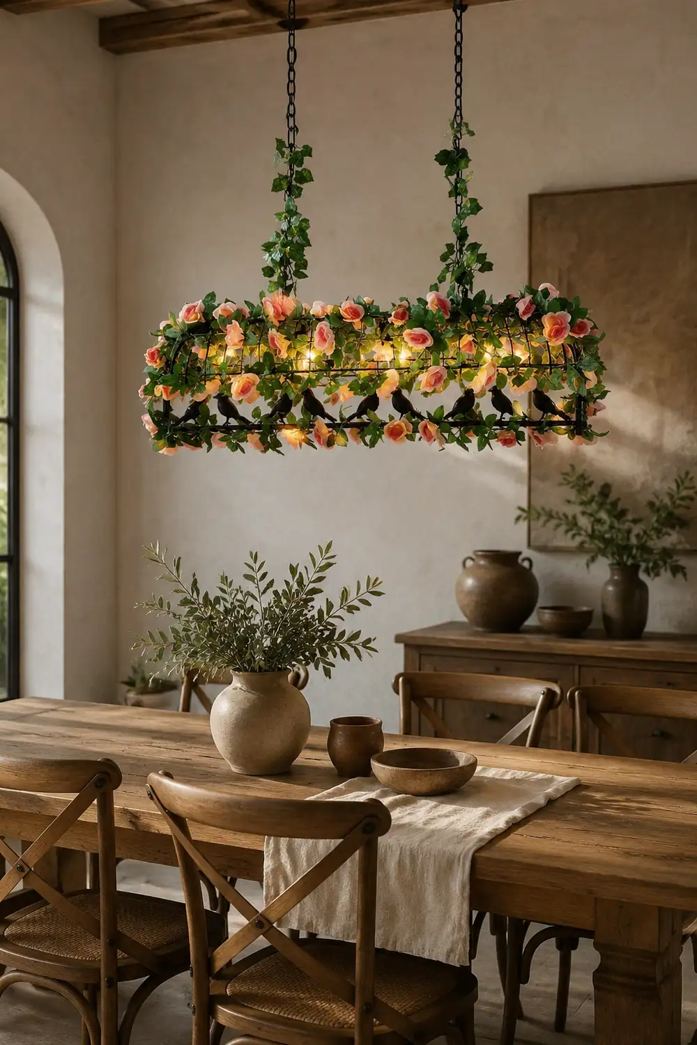 Alessio Vintage Rustic Flourishing Blossom Metal Pendant Light - Lumpaz