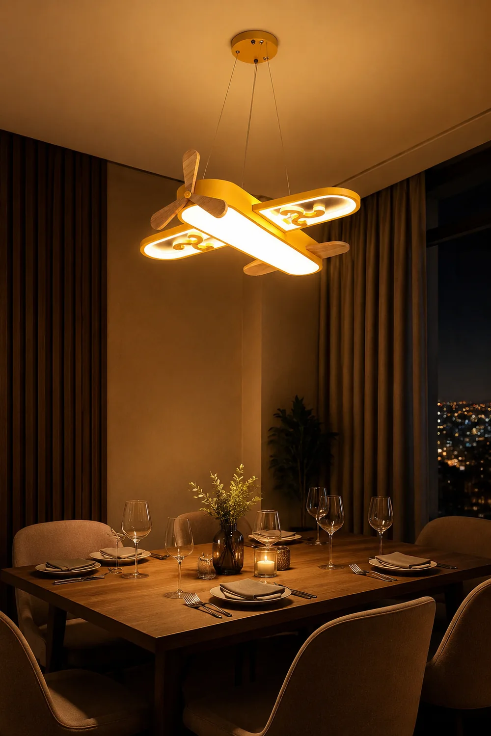 Minori Contemporary Plane Shaped Acrylic Pendant Light, Yellow/Blue - Lumpaz