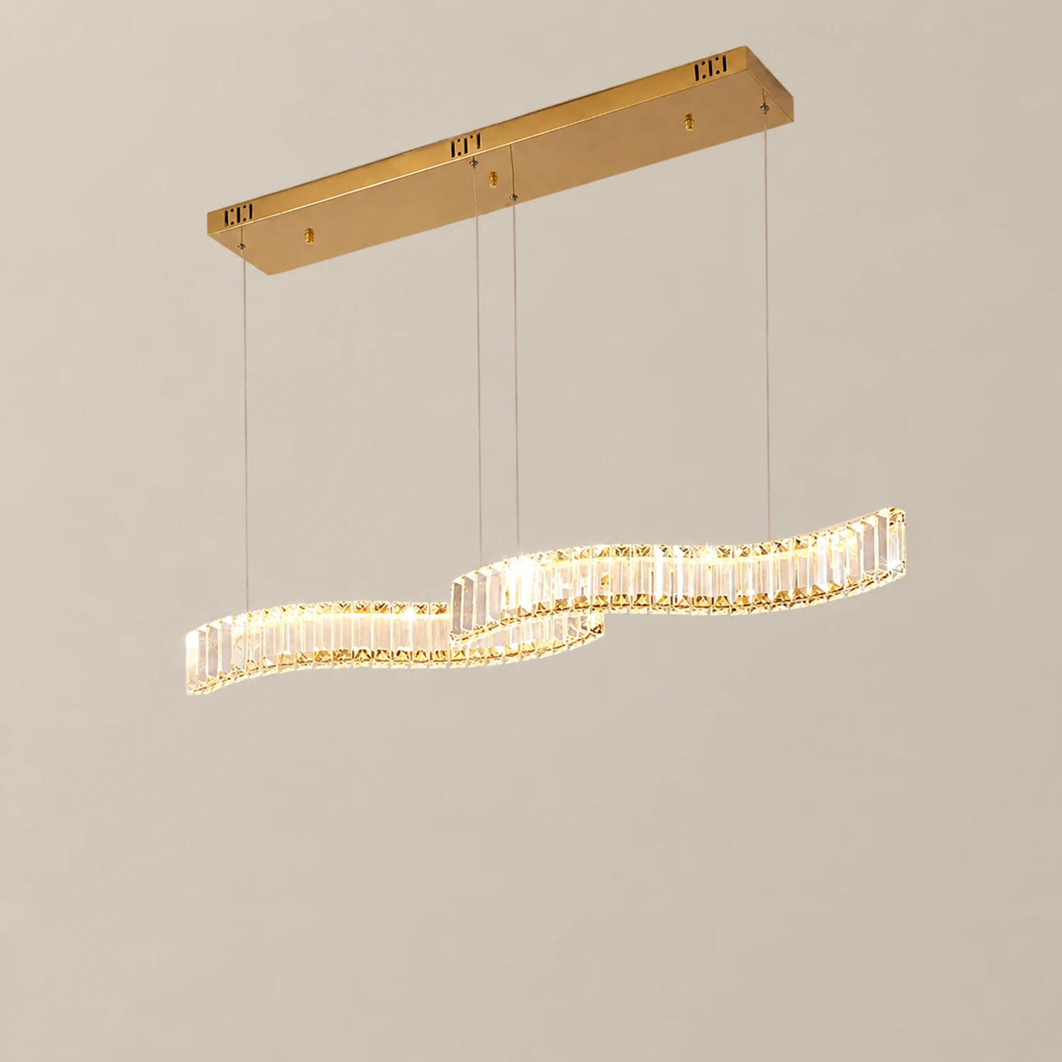 Kristy Luxury Wave Crystal/Metal Pendant Light, Silver/Gold - Lumpaz