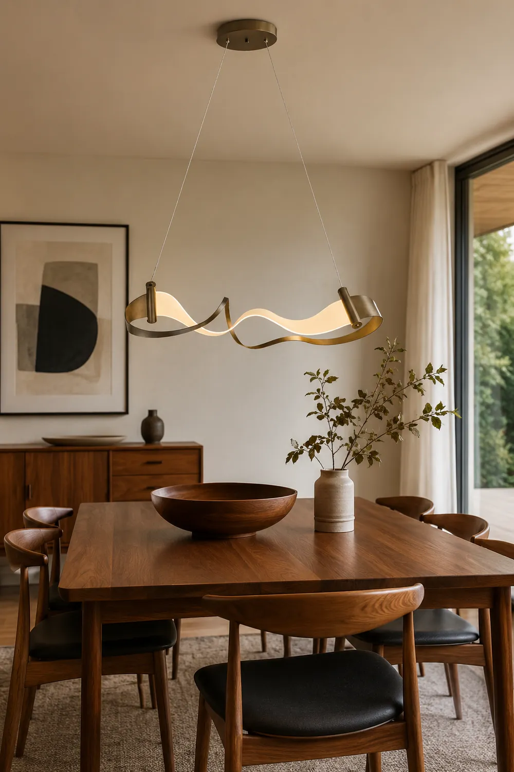 Metal Gold Pendant Light, Wavy Shape - Lumpaz