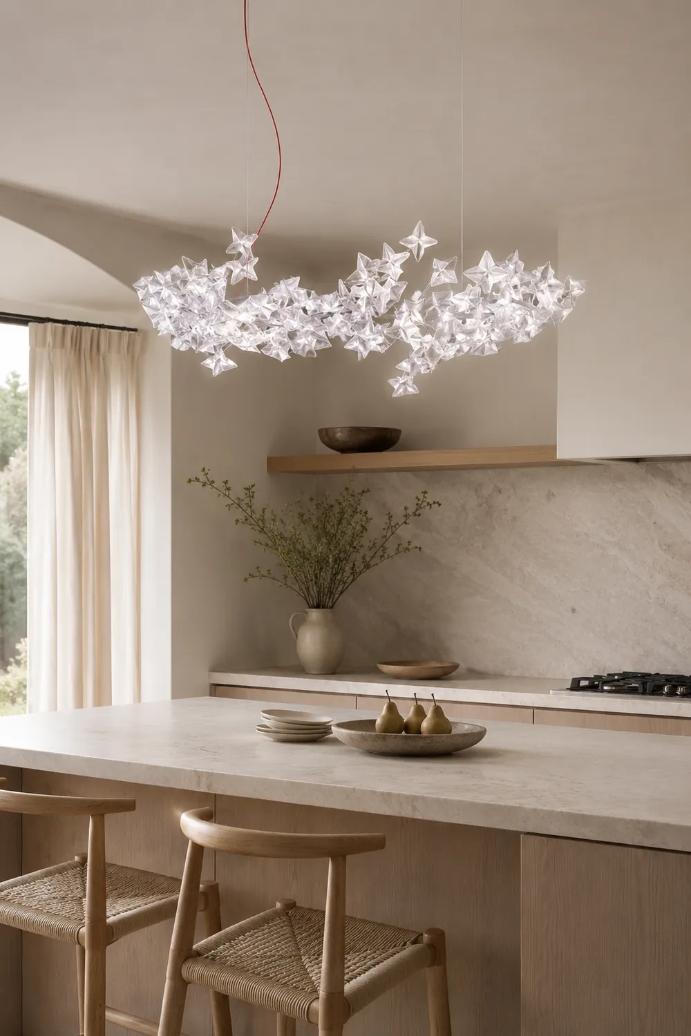 Ophelia Luxury Star Acrylic Pendant Light, Living Room, Silver - Lumpaz