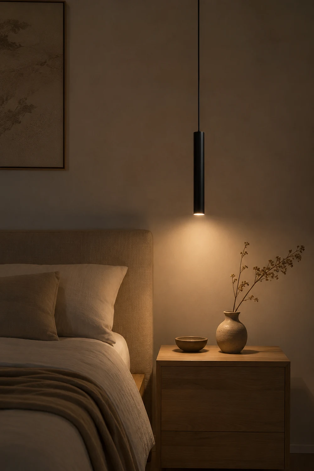 Edge Minimalist Cylinder Black Pendant Light, 9"/11" - Lumpaz
