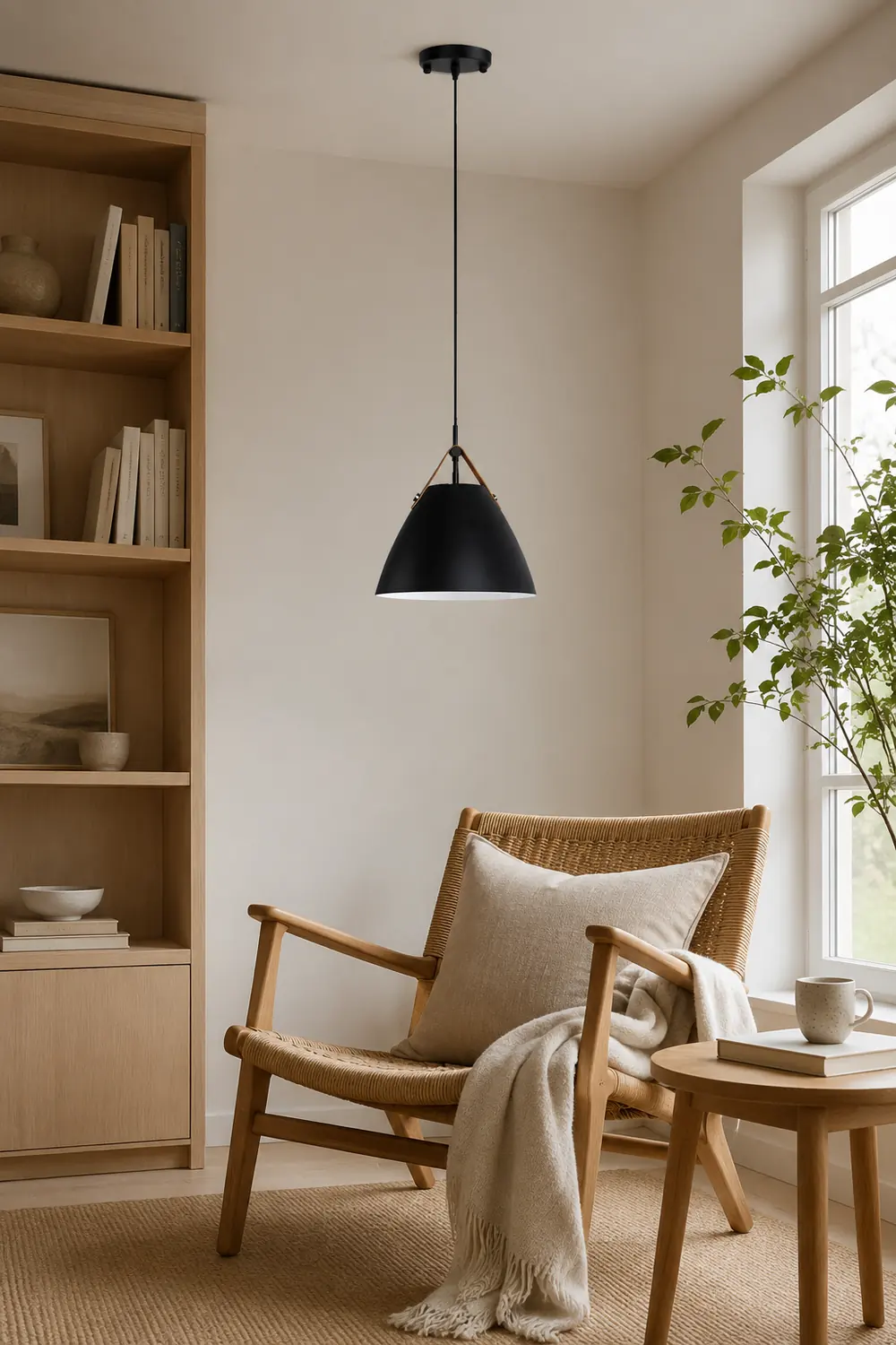 Morandi Modern Frisbee Shaped Metal Pendant Light, Black/White - Lumpaz