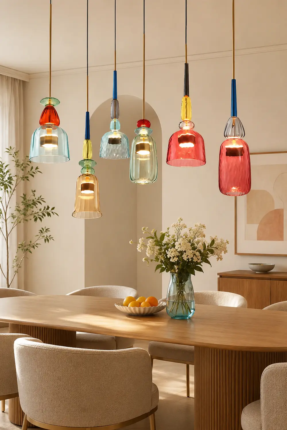 Hailie Modern Cup Glass Pendant Light, Colorful Bedroom, Living Room - Lumpaz
