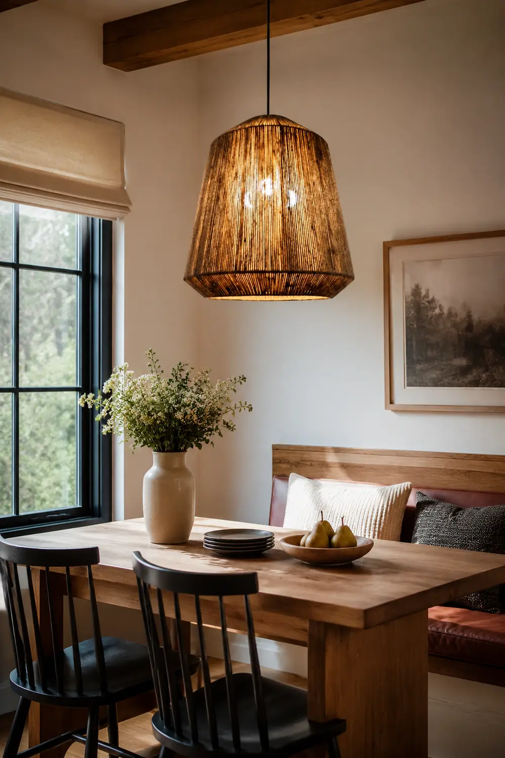 Rustic Lantern Metal/Rope Pendant Light, Gray, Restaurant - Lumpaz
